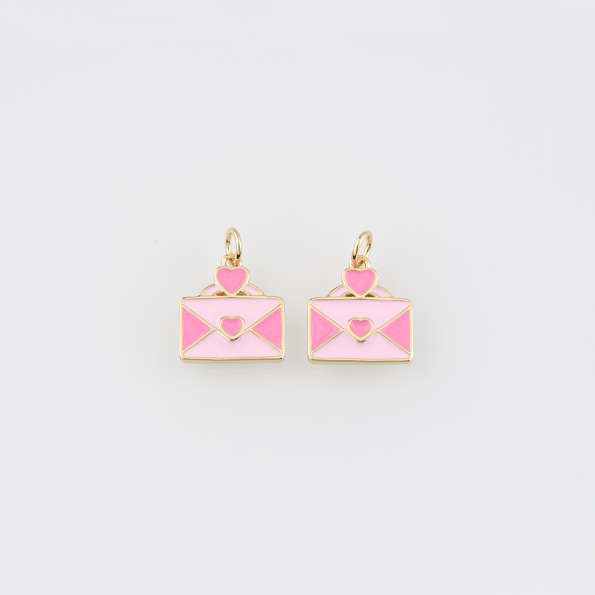 18K Gold Filled Envelope Pendant,Enamel Envelope Charm Earrings Necklace for DIY Jewelry Making Supply