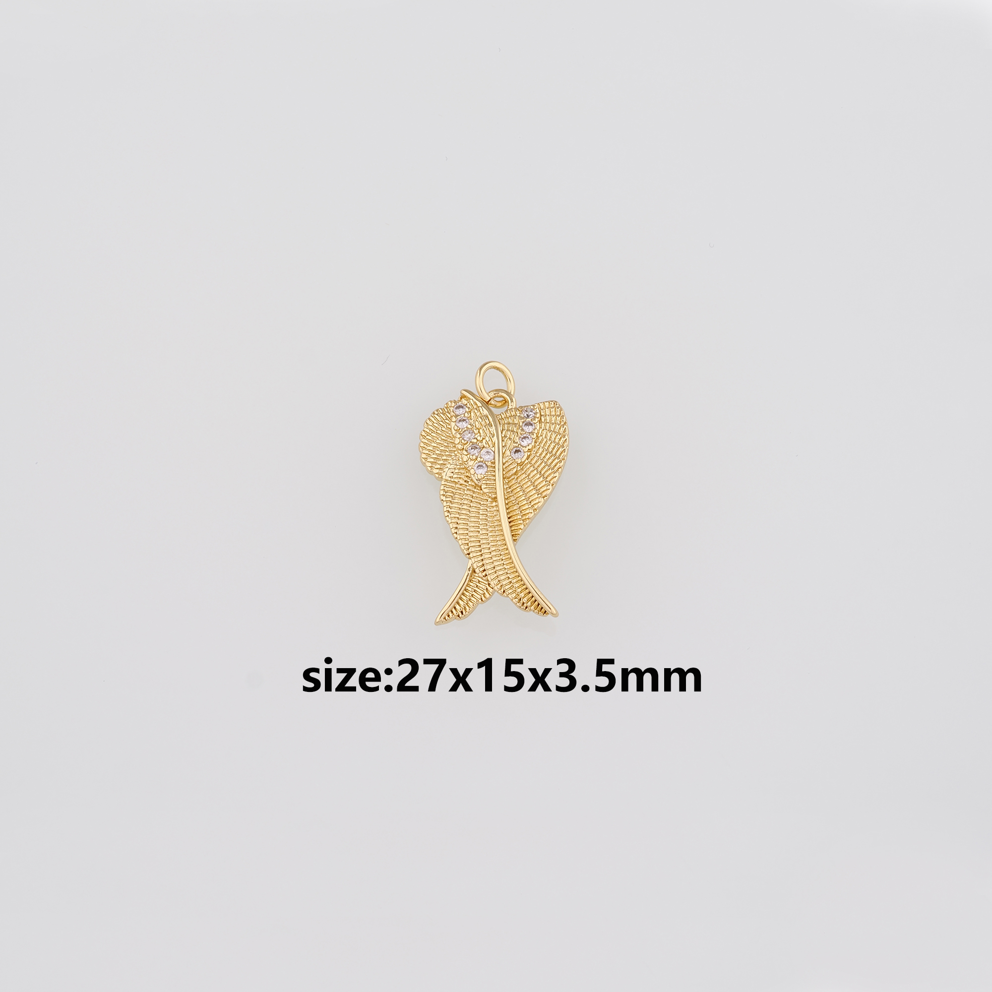 18K Gold Filled Wing Pendant,CZ Micro Pave Wings Earrings Necklace for DIY Jewelry Making Supply