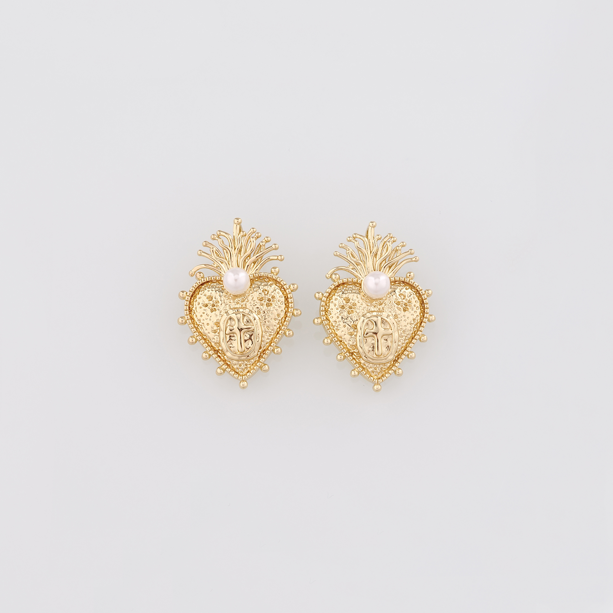 18K Gold Filled Sacred Heart Pendant,Dainty Sacred Heart Charm Earrings Necklace for DIY Jewelry Making Supply