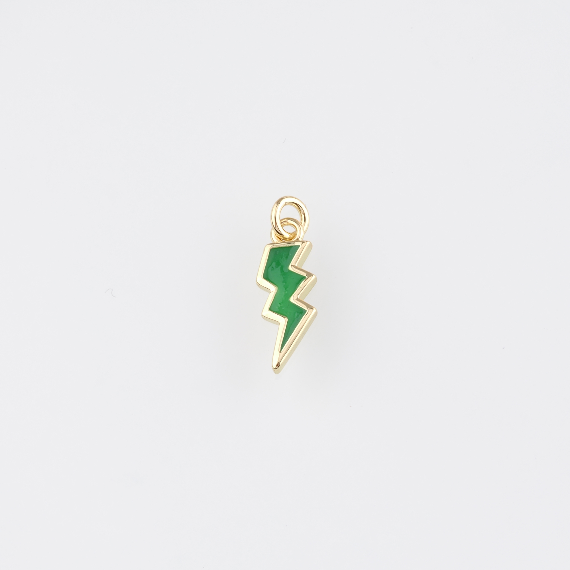 18K Gold Filled Lightning Pendant,Enamel Lightning Charm Earrings Necklace for DIY Jewelry Making Supply