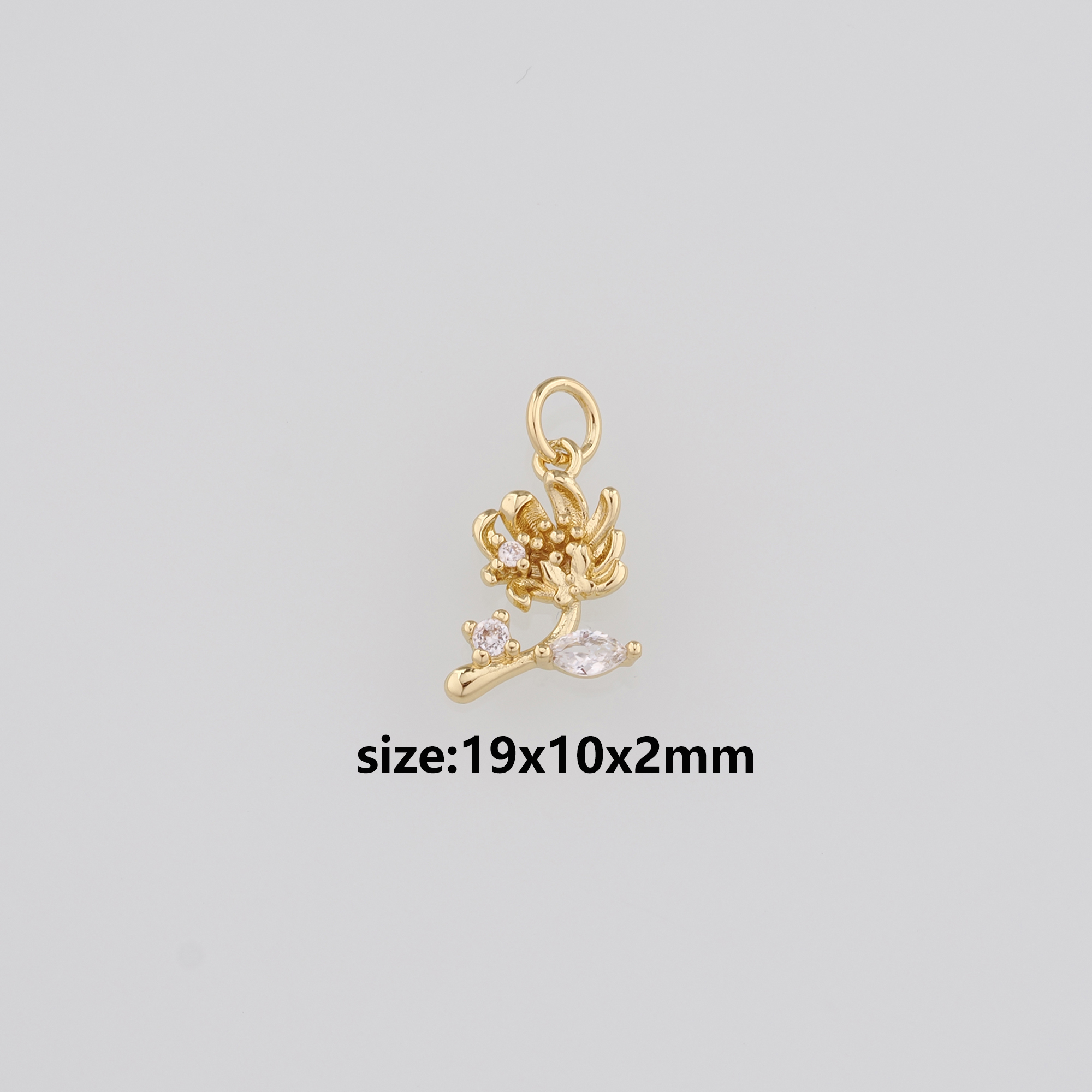 18K Gold Filled Flower Pendant,CZ Micro Pave Flower Charm Earrings Necklace for DIY Jewelry Making Supply