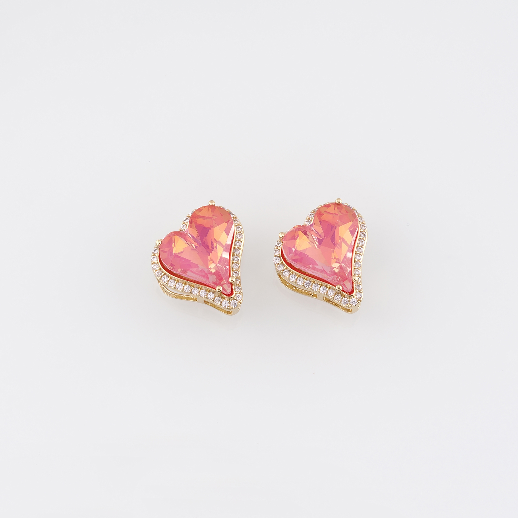 18K Gold Filled Heart Spacer Beads,Crystal Heart Bead for Bracelet Jewelry Necklace Making Supply