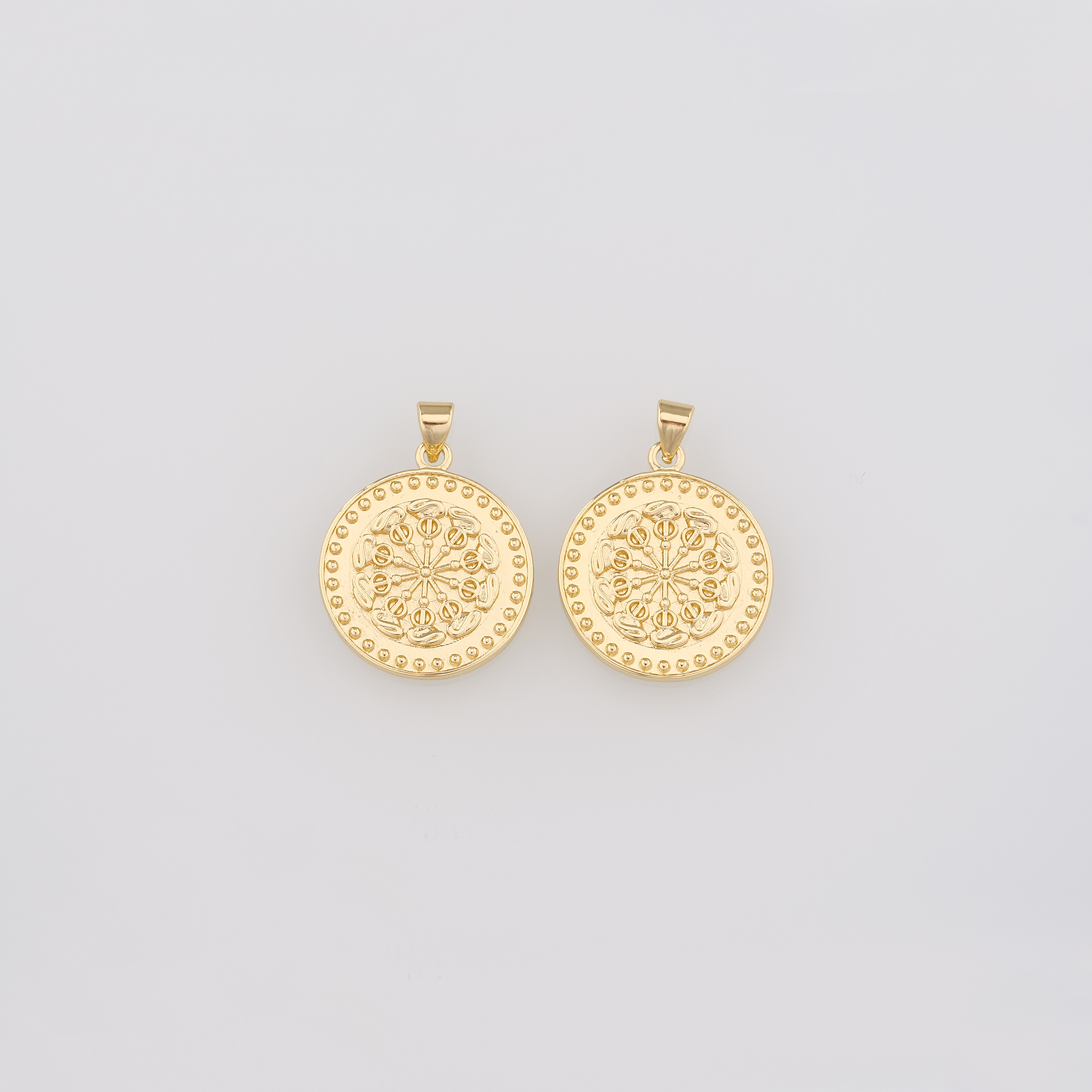 18K Gold Filled Round Pendant,Dainty Round Earrings Necklace for DIY Jewelry Making Supply