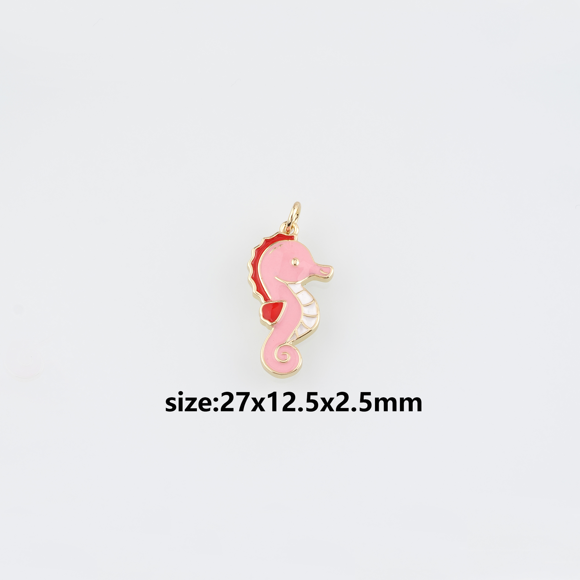 18K Gold Filled Seahorse Pendant,Enamel Seahorse Charm Earrings Necklace for DIY Jewelry Making Supply