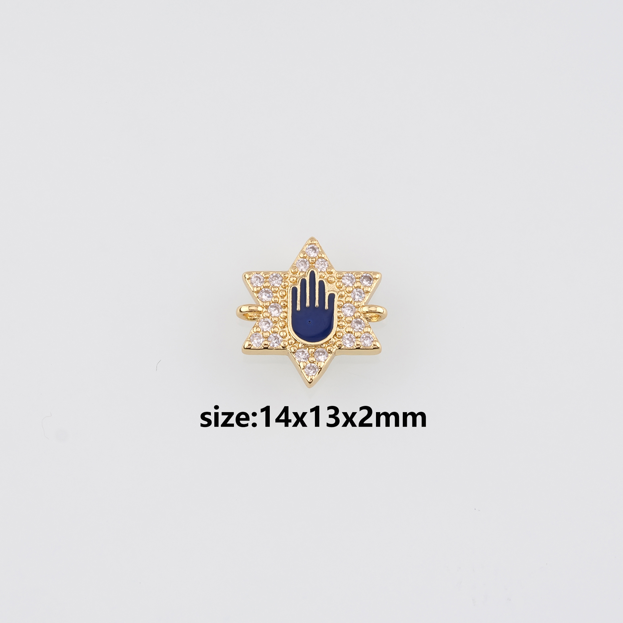 18K Gold Filled Hamsa Connector,Enamel Hamsa Charm Necklace Bracelet for DIY Jewelry Making Supply