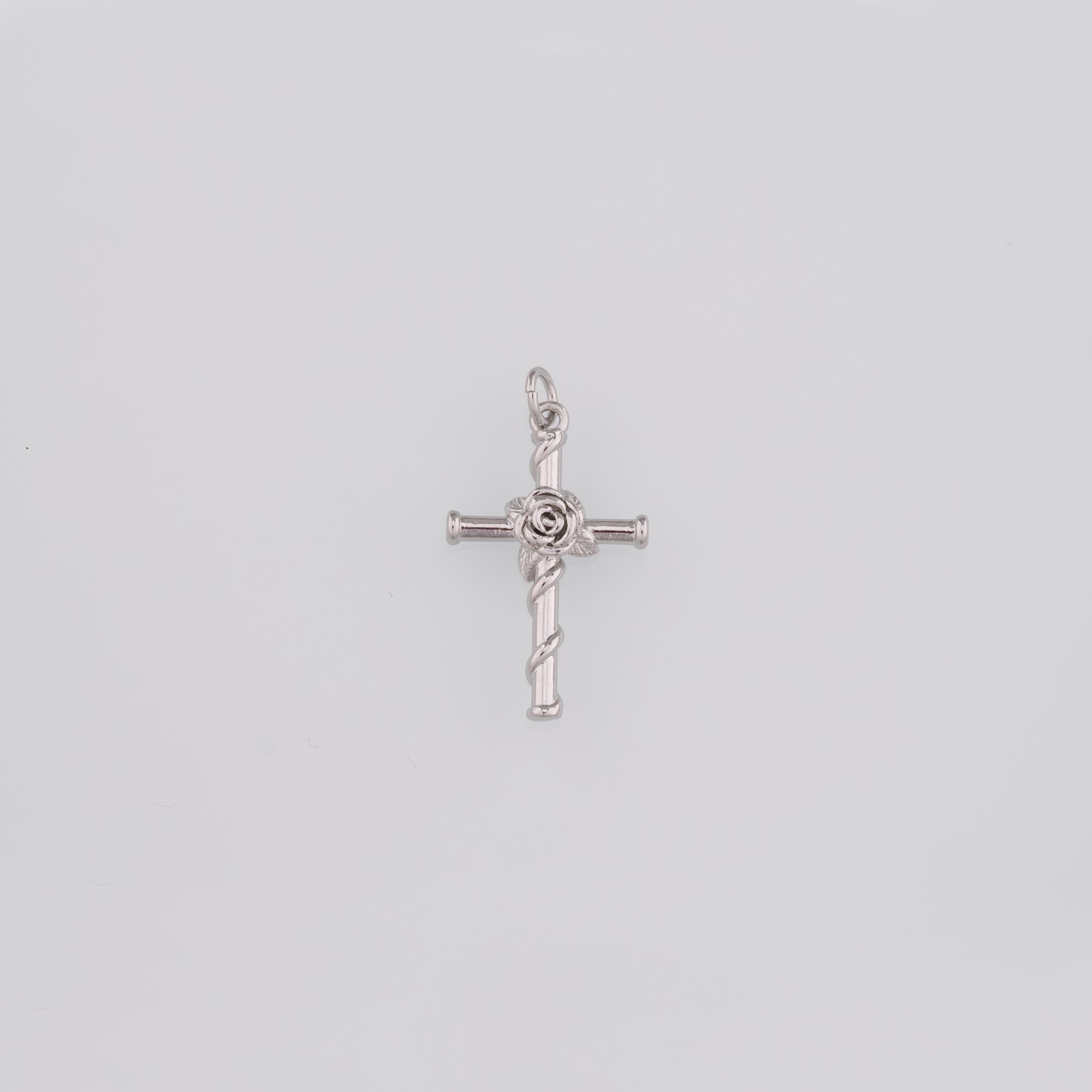 18K Gold Filled Rose Cross Pendant,Cross Charm Earrings Necklace for DIY Jewelry Making Supply
