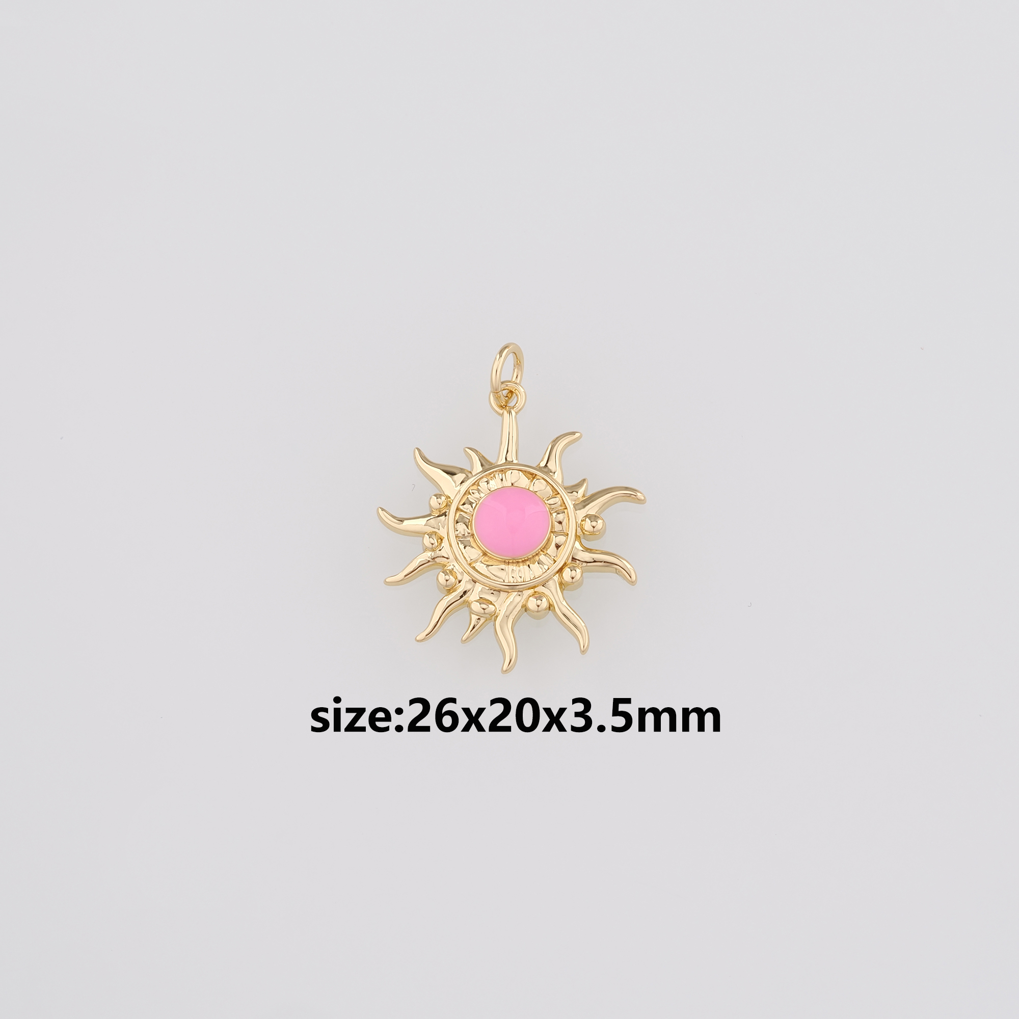 18K Gold Filled Sun Pendant,Enamel Sun Charm Earrings Necklace for DIY Jewelry Making Supply