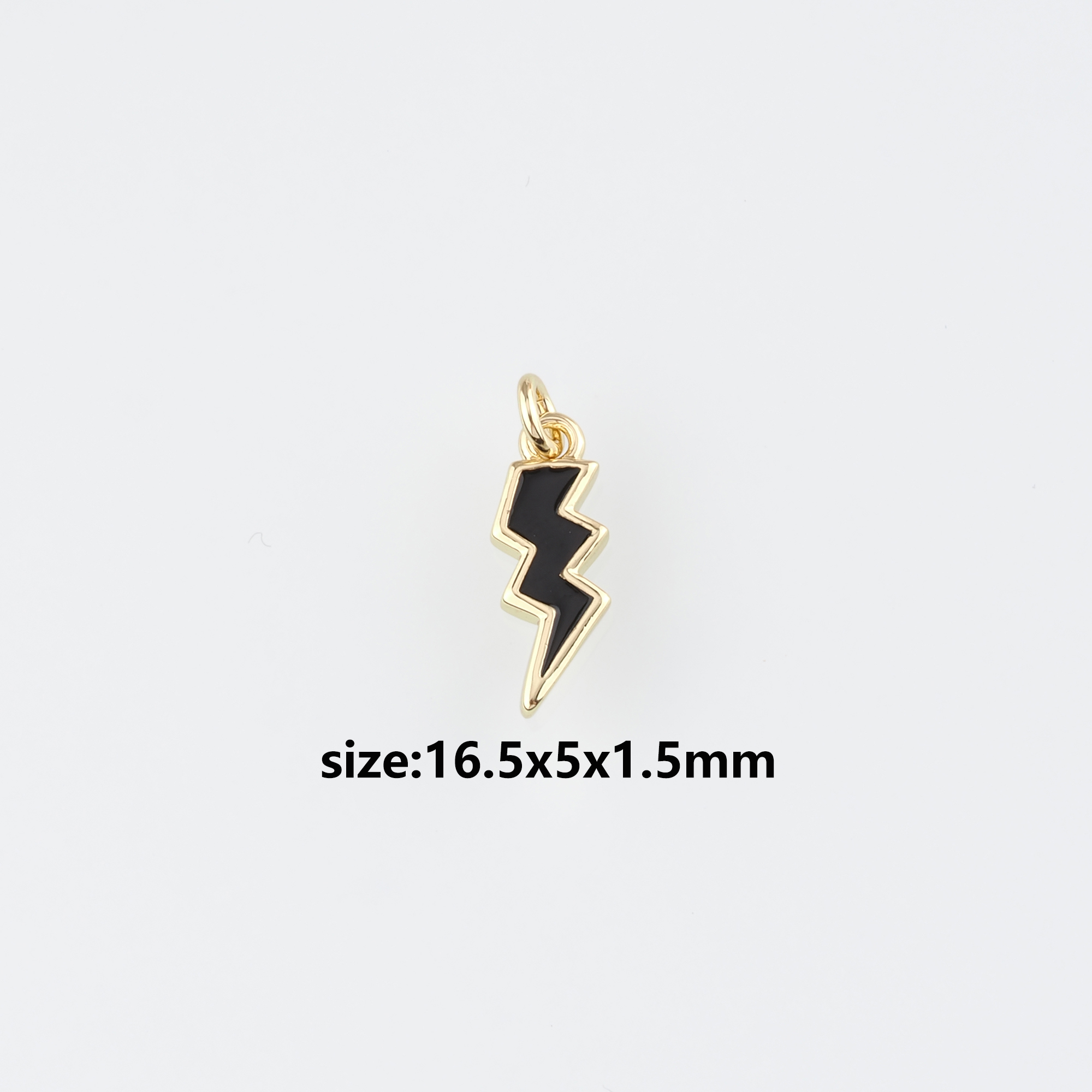 18K Gold Filled Lightning Pendant,Enamel Lightning Charm Earrings Necklace for DIY Jewelry Making Supply