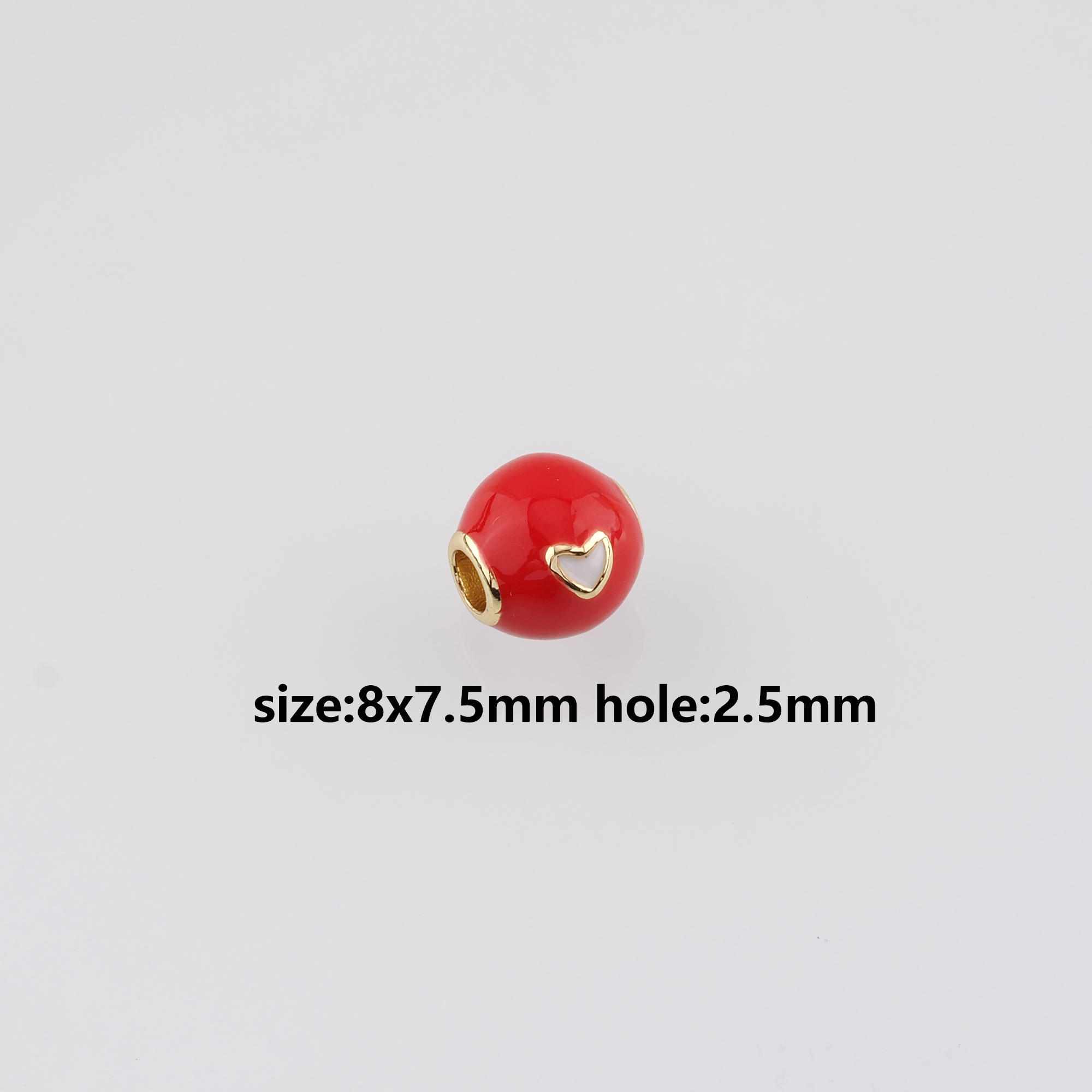 18K Gold Filled Heart Spacer Beads,Enamel Heart Bead for Bracelet Jewelry Necklace Making Supply