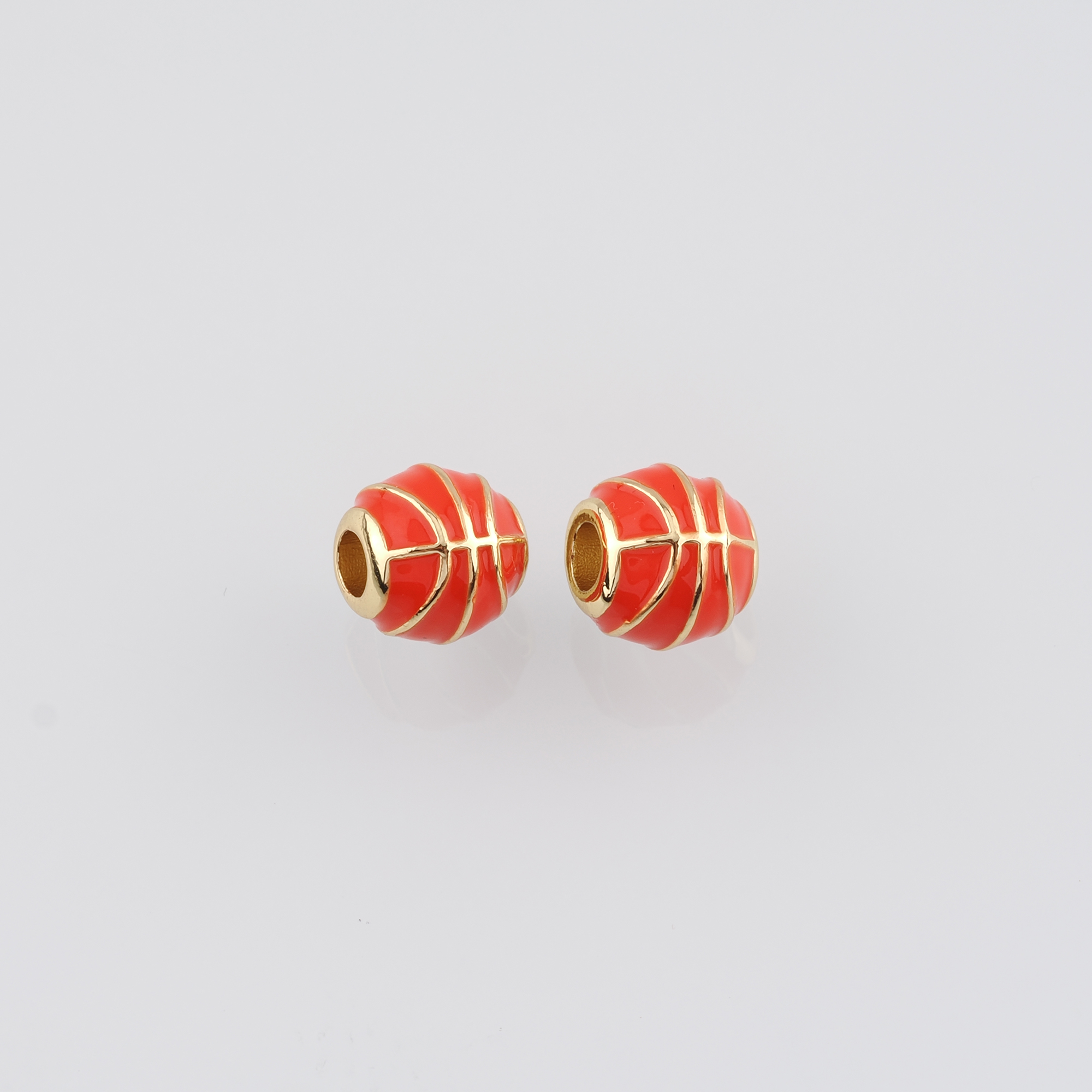 18K Gold Filled Basketball Spacer Beads,Enamel Basketball Bead for Bracelet Jewelry Necklace Making Supply