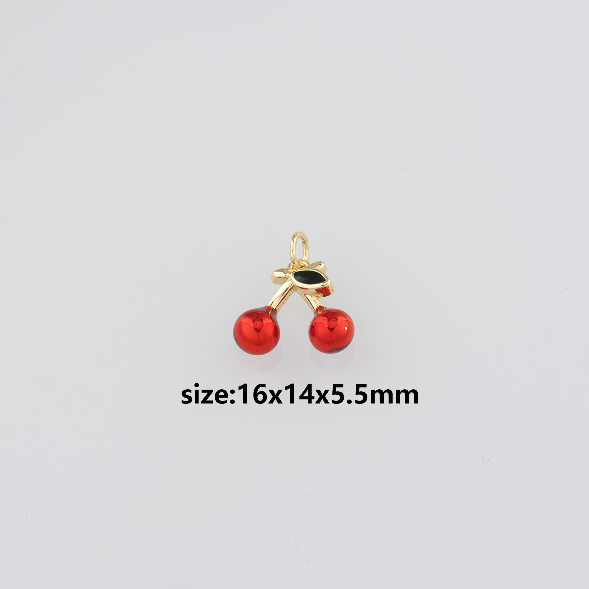 18K Gold Filled Cherry Pendant,Fruit Charm,Enamel Cherry Earrings Necklace for DIY Jewelry Making Supply