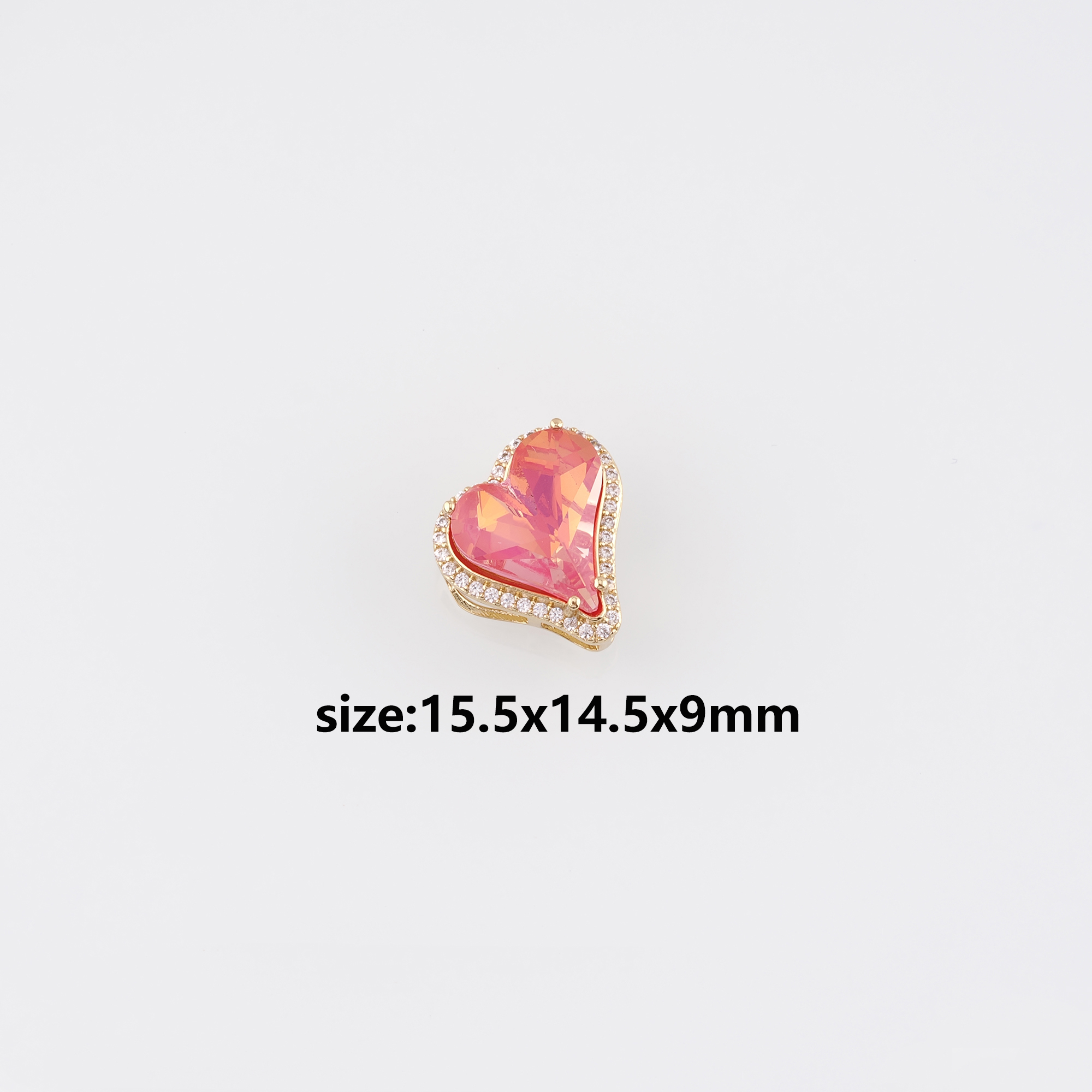 18K Gold Filled Heart Spacer Beads,Crystal Heart Bead for Bracelet Jewelry Necklace Making Supply