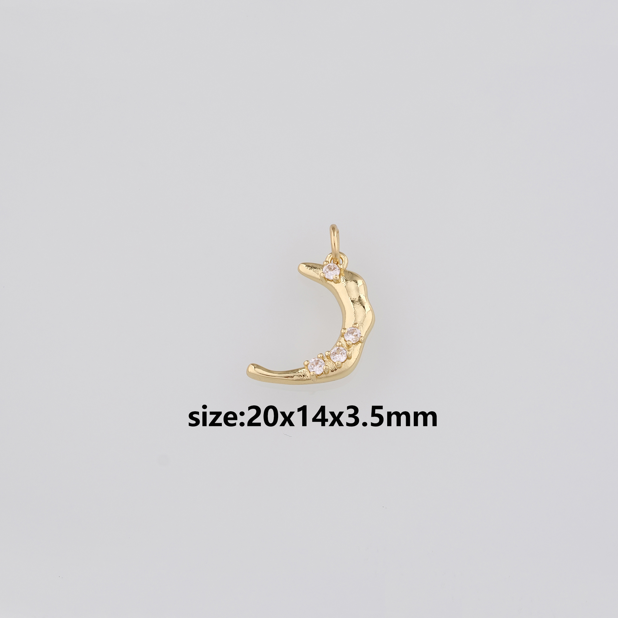 18K Gold Filled Moon Pendant,Celestial Charm,CZ Micro Pave Moon Earrings Necklace for DIY Jewelry Making Supply