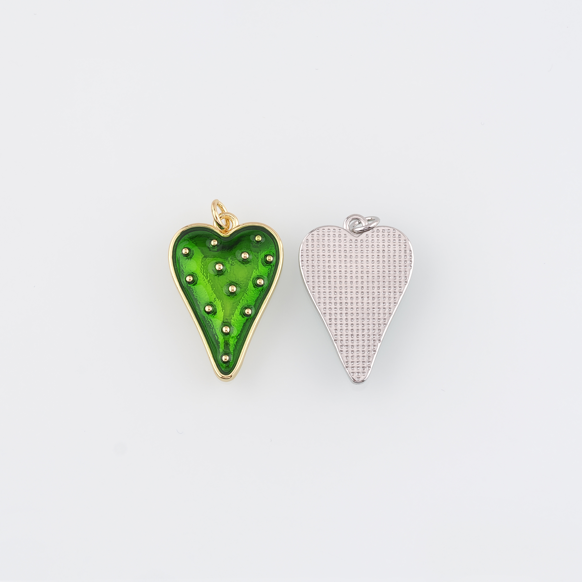 18K Gold Filled Heart Pendant,Enamel Heart Charm Earrings Necklace for DIY Jewelry Making Supply