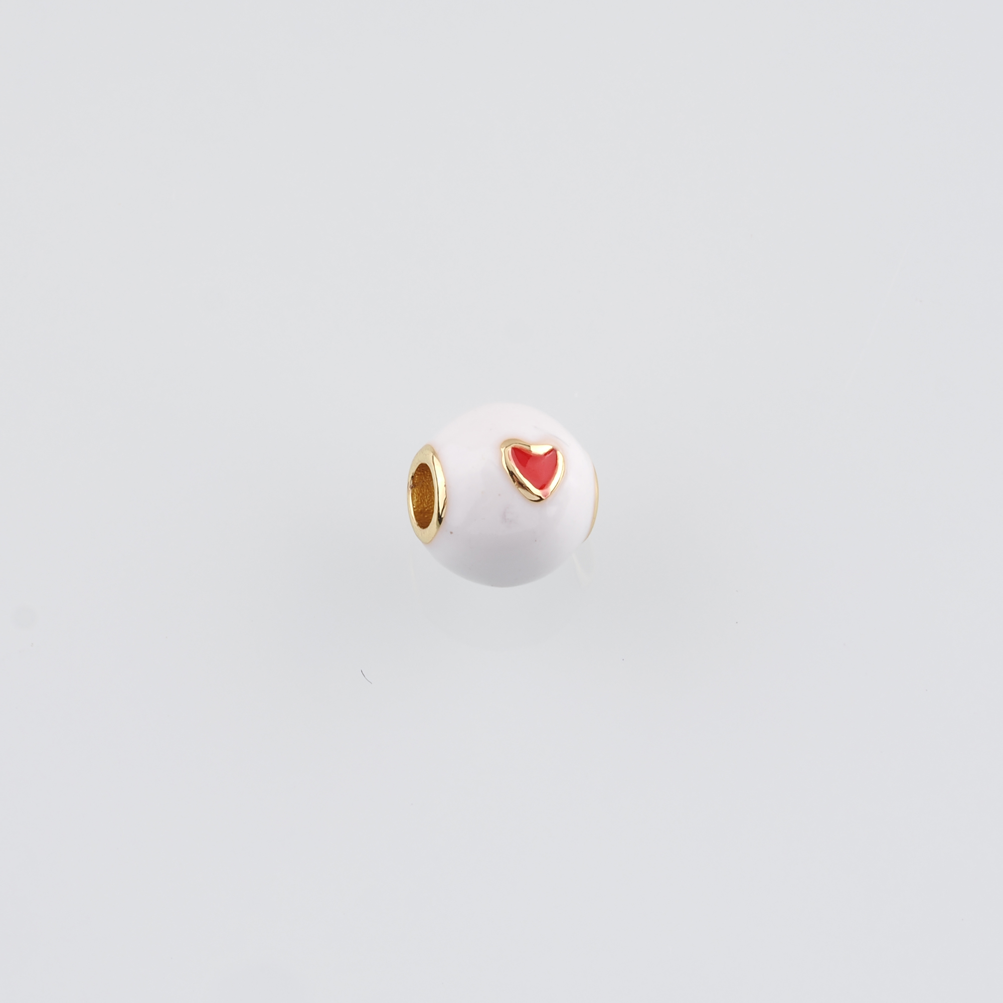 18K Gold Filled Heart Spacer Beads,Enamel Heart Bead for Bracelet Jewelry Necklace Making Supply