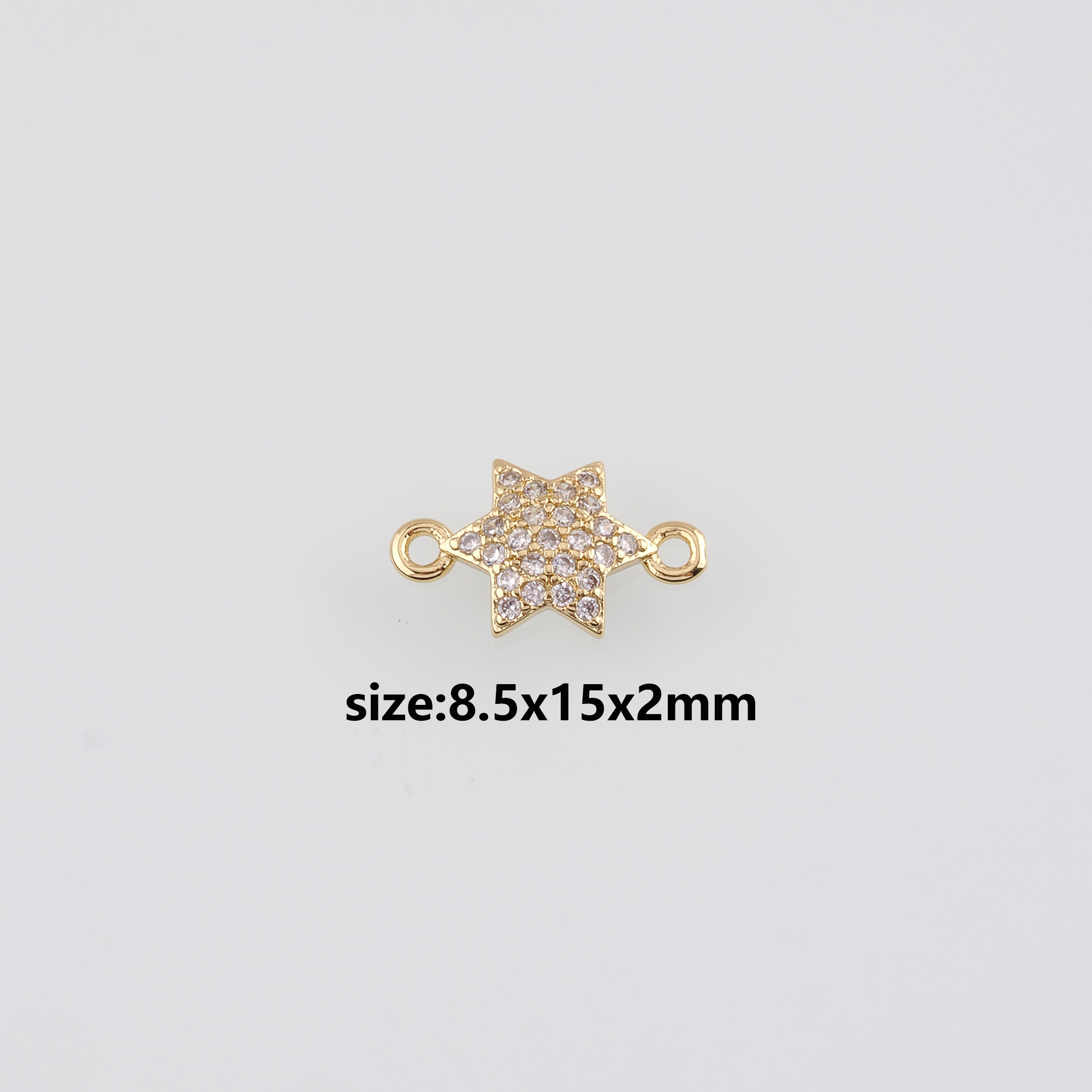 18K Gold Filled David Star Connector,CZ Micro Pave David Star Charm Necklace Bracelet for DIY Jewelry Making Supply
