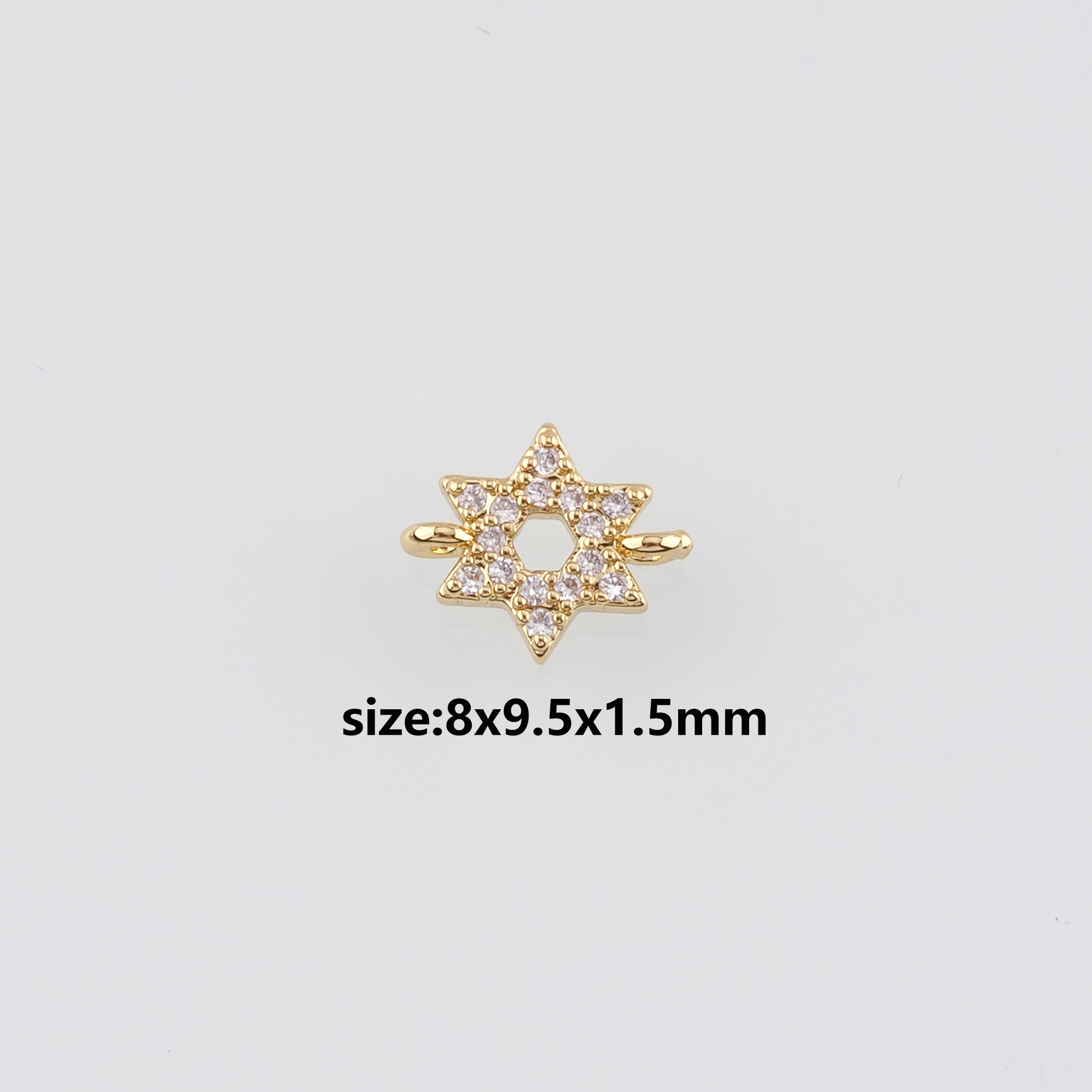 18K Gold Filled David Star Connector,CZ Micro Pave David Star Charm Necklace Bracelet for DIY Jewelry Making Supply