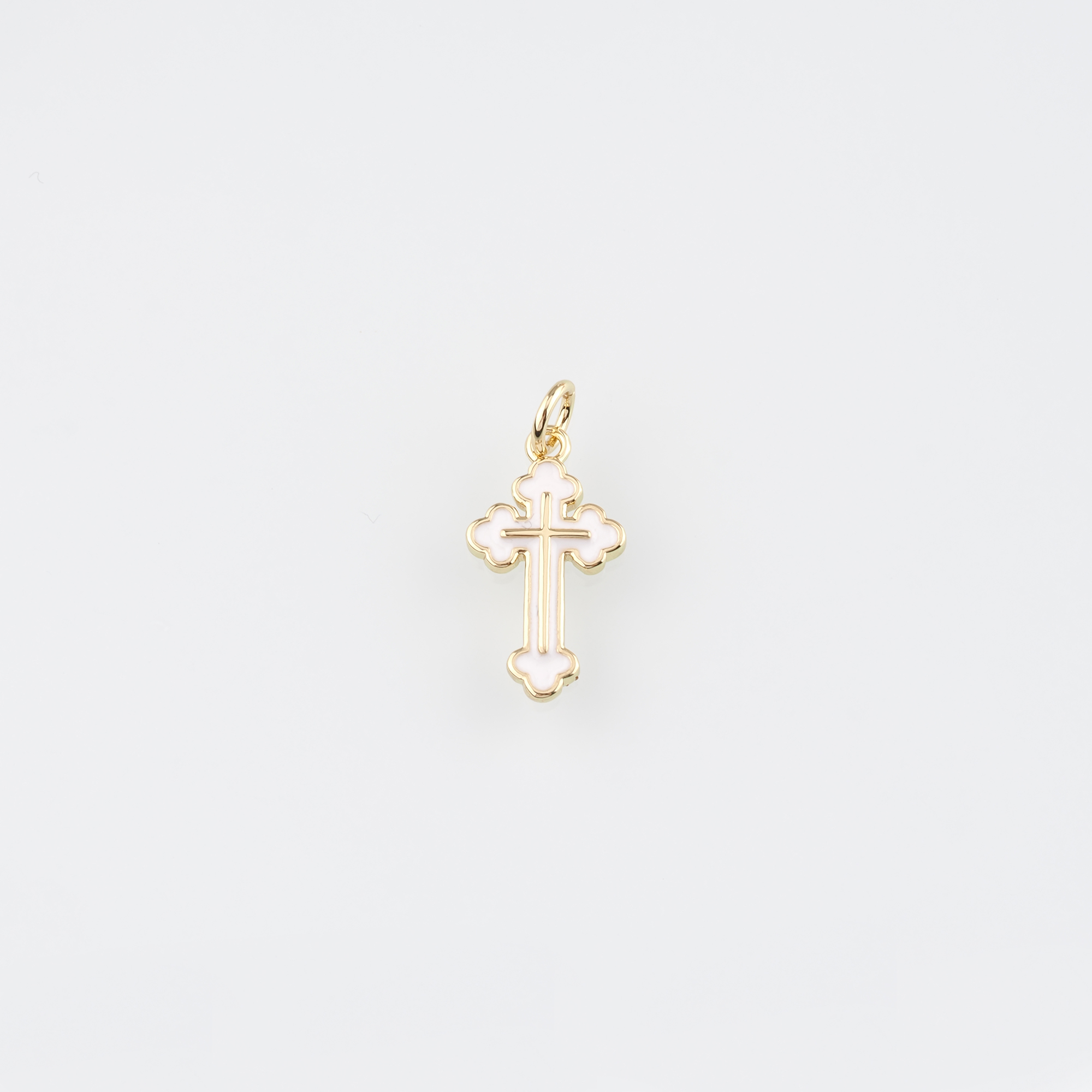 18K Gold Filled Cross Pendant,Enamel Religious Charm Earrings Necklace for DIY Jewelry Making Supply