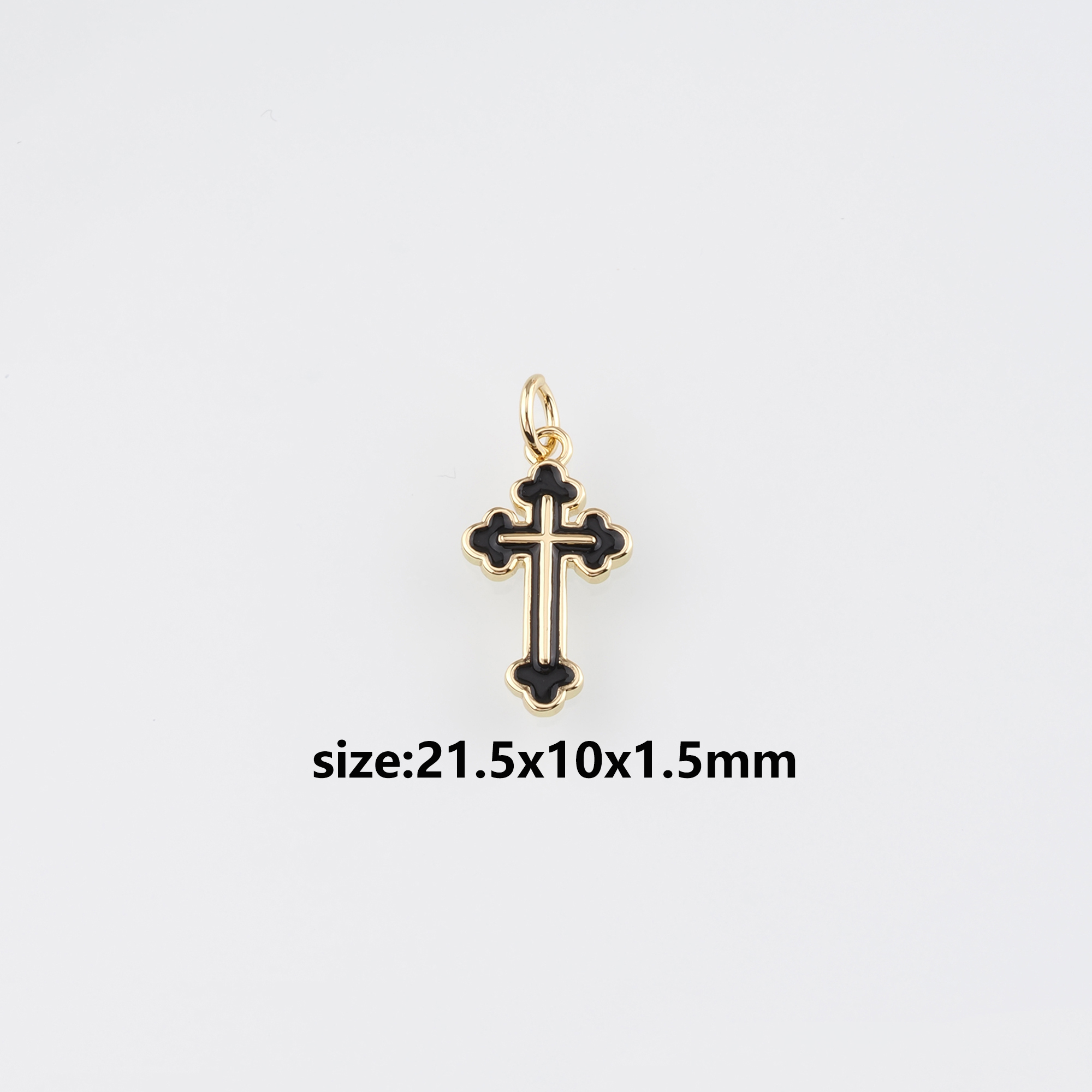 18K Gold Filled Cross Pendant,Enamel Religious Charm Earrings Necklace for DIY Jewelry Making Supply