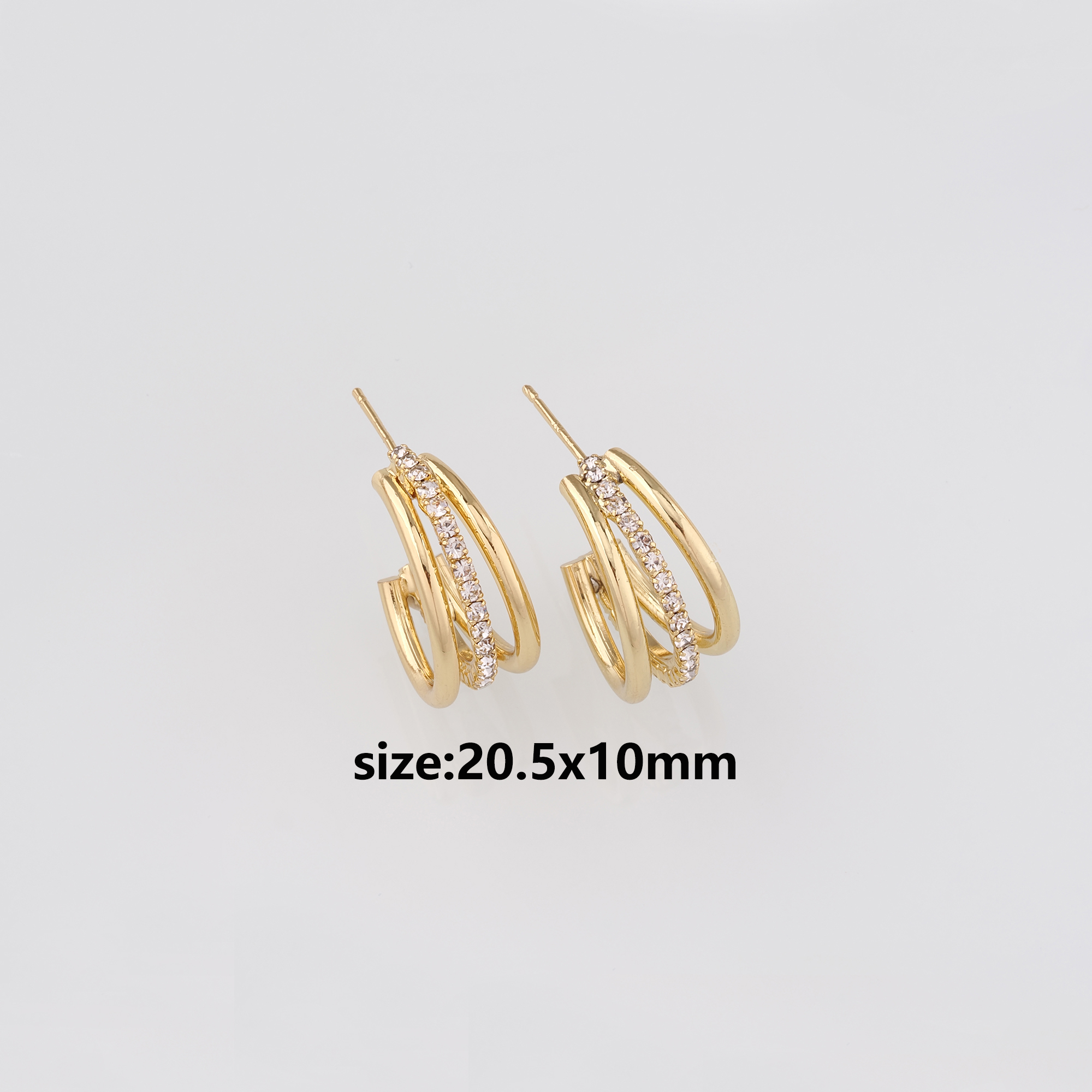18K Gold Filled three Line Stud Earrings,Everyday Earrings,Dainty Earrings,Minimalist Earring,Gift for Wife