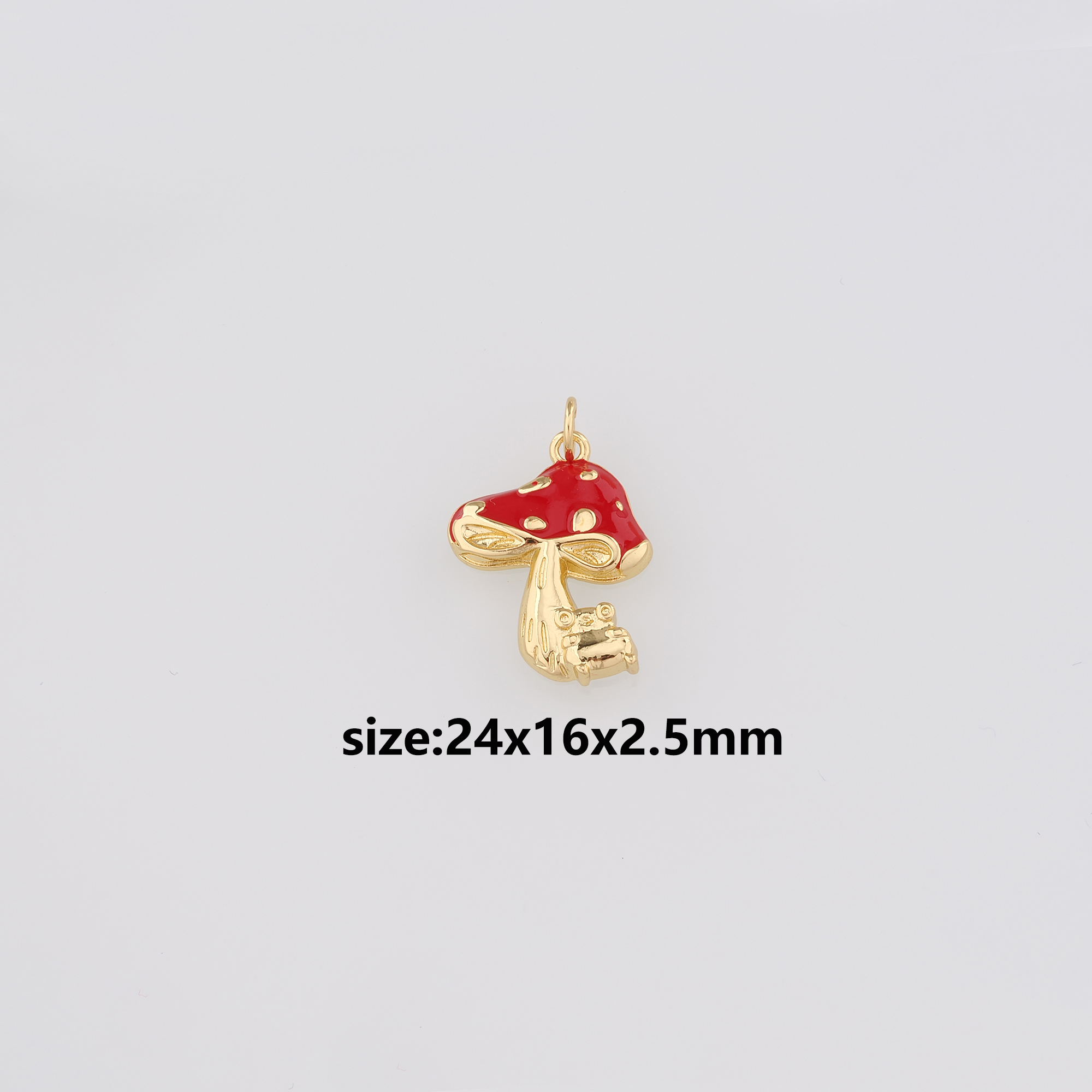 18K Gold Filled Mushroom Pendant,Enamel Mushroom Charm Earrings Necklace for DIY Jewelry Making Supply