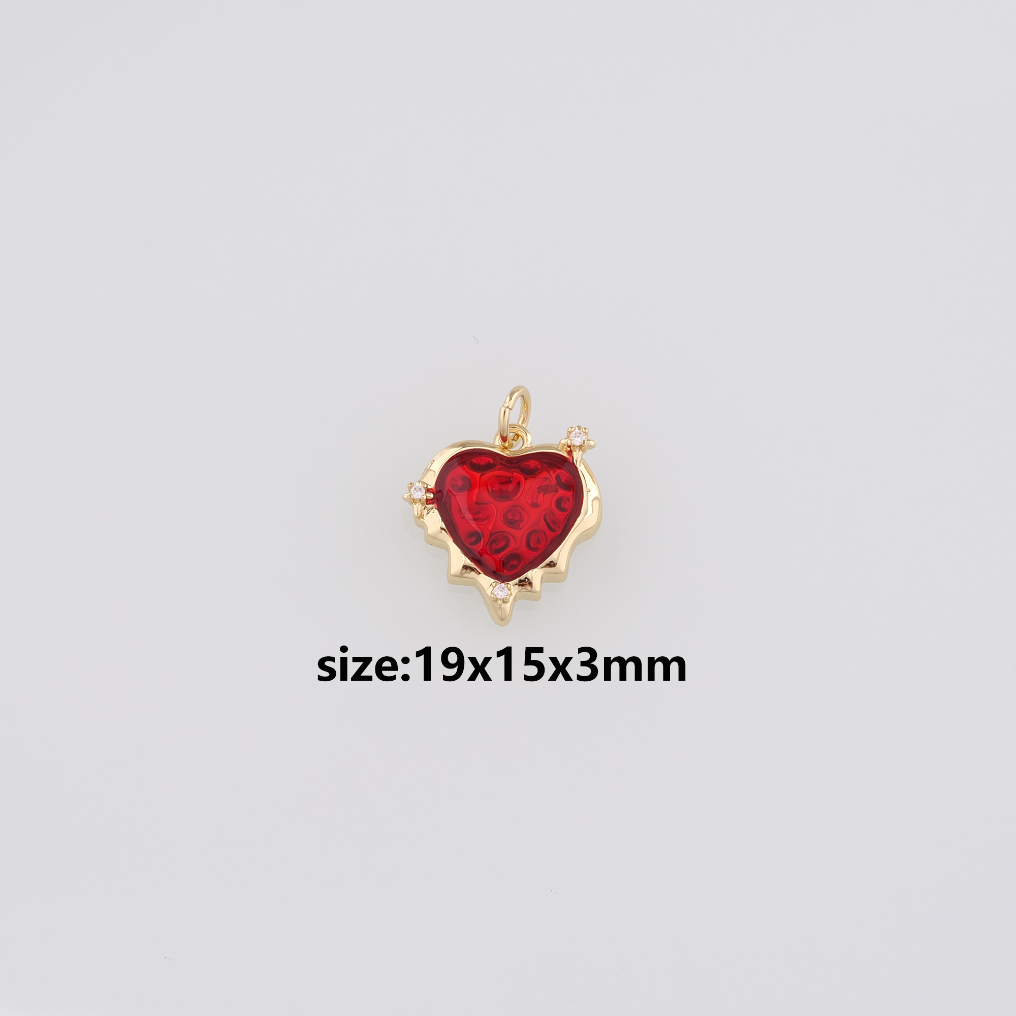 18K Gold Filled Heart Pendant,Enamel Heart Charm Earrings Necklace for DIY Jewelry Making Supply