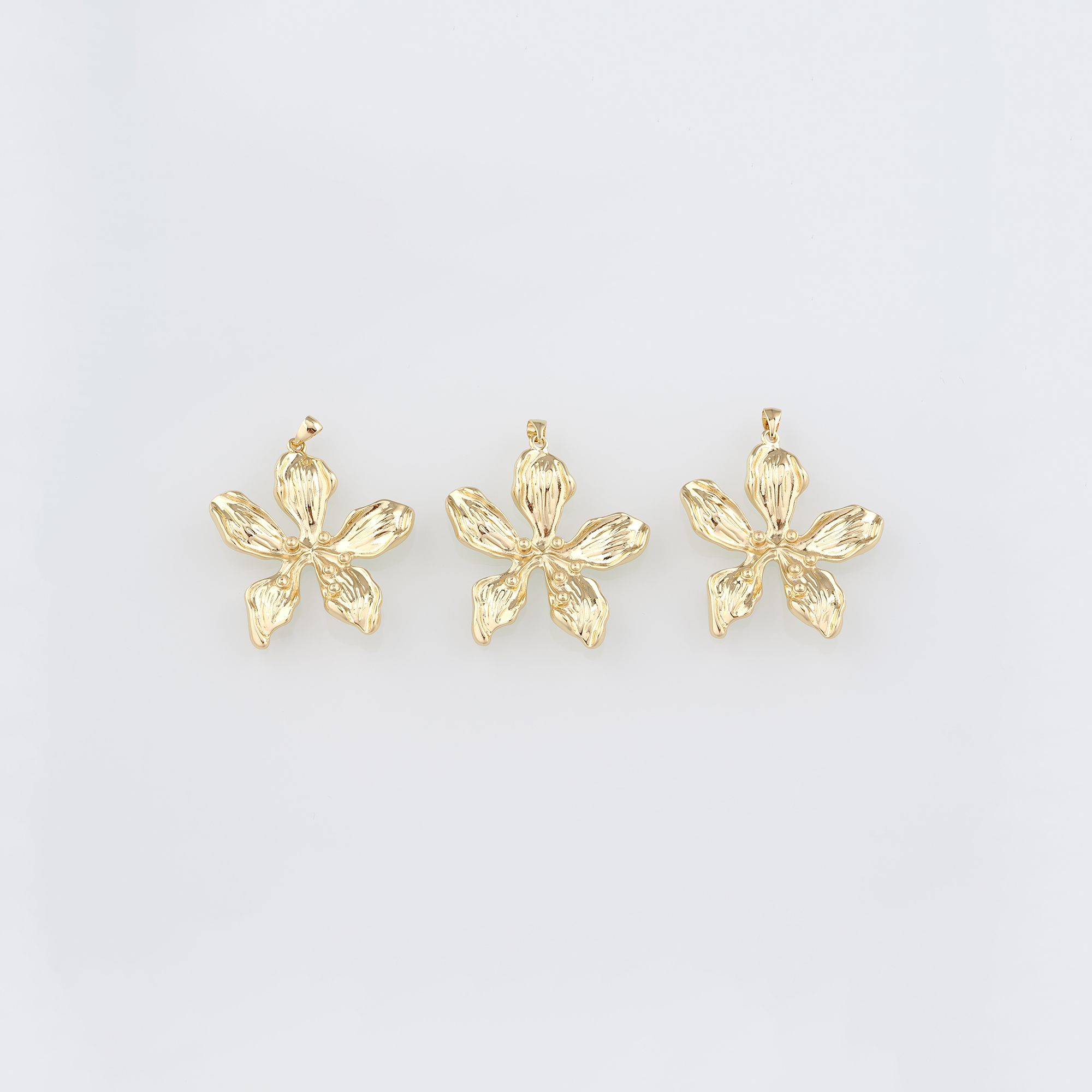 18K Gold Filled Flower Pendant,Dainty Flower Charm Earrings Necklace for DIY Jewelry Making Supply