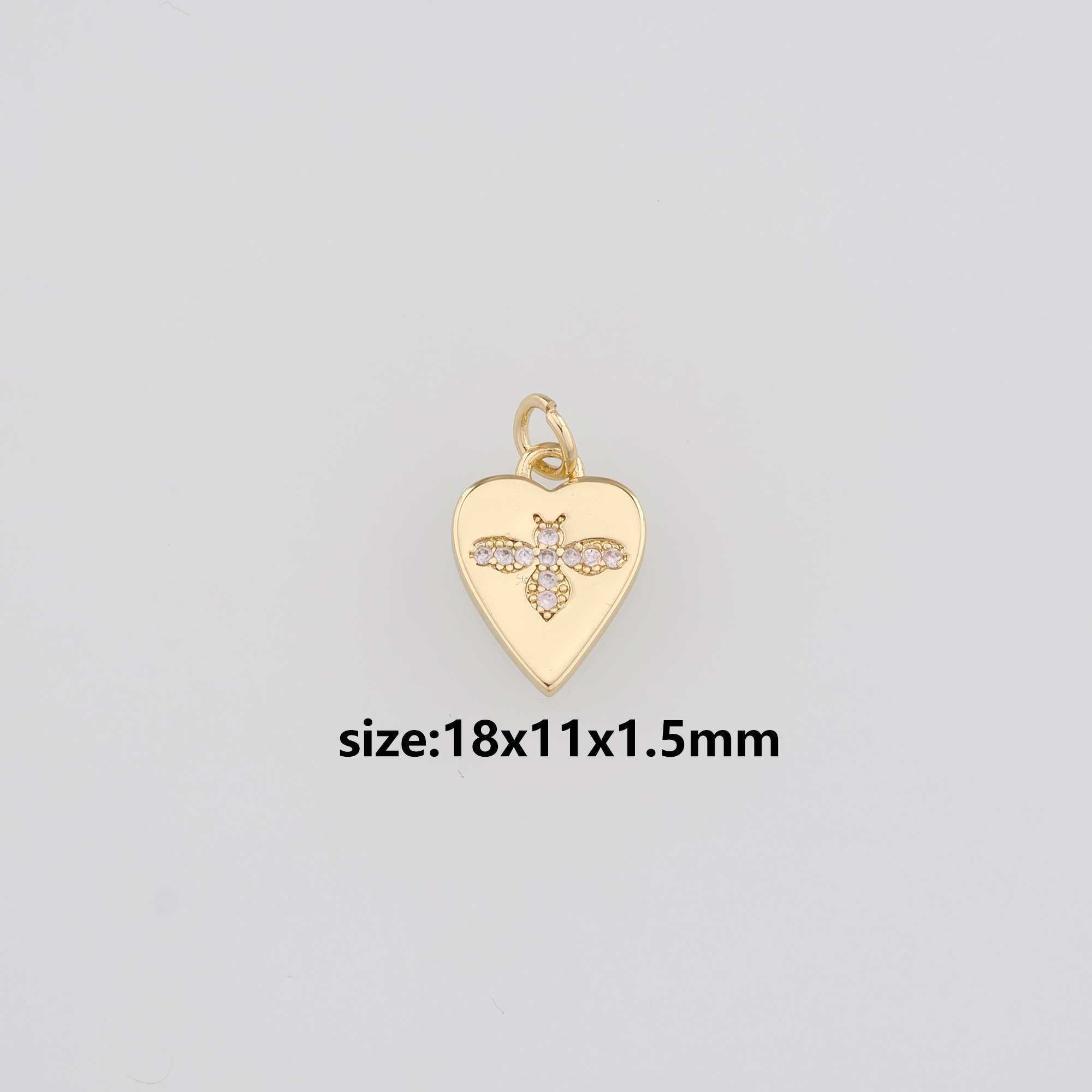 18K Gold Filled Bee Pendant,CZ Micro Pave Bee Charm Earrings Necklace for DIY Jewelry Making Supply