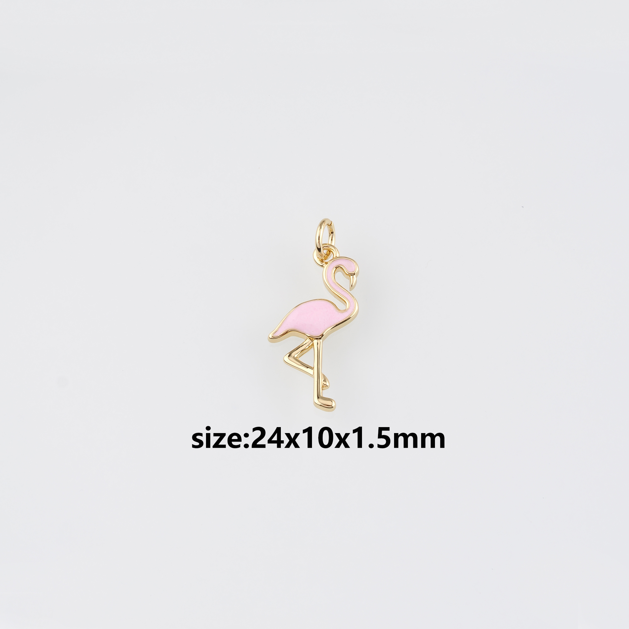 18K Gold Filled Crane Pendant,Bird Charm,Enamel Crane Earrings Necklace for DIY Jewelry Making Supply