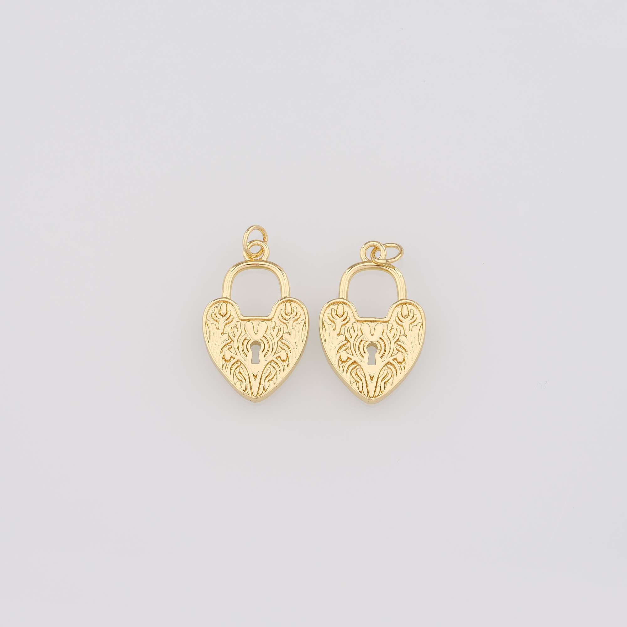 18K Gold Filled Heart Lock Pendant,Lock Charm Earrings Necklace for DIY Jewelry Making Supply