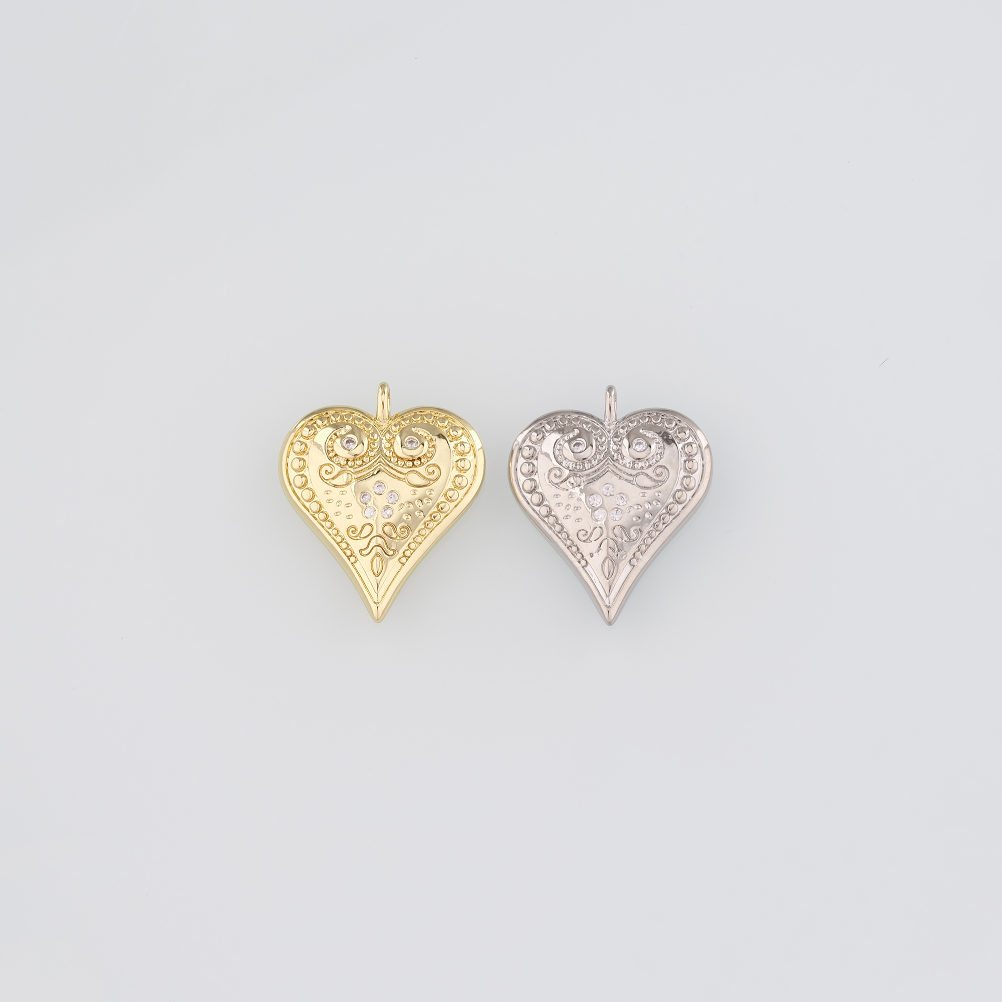 18K Gold Filled Heart Pendant,Heart Charm Earrings Necklace for DIY Jewelry Making Supply