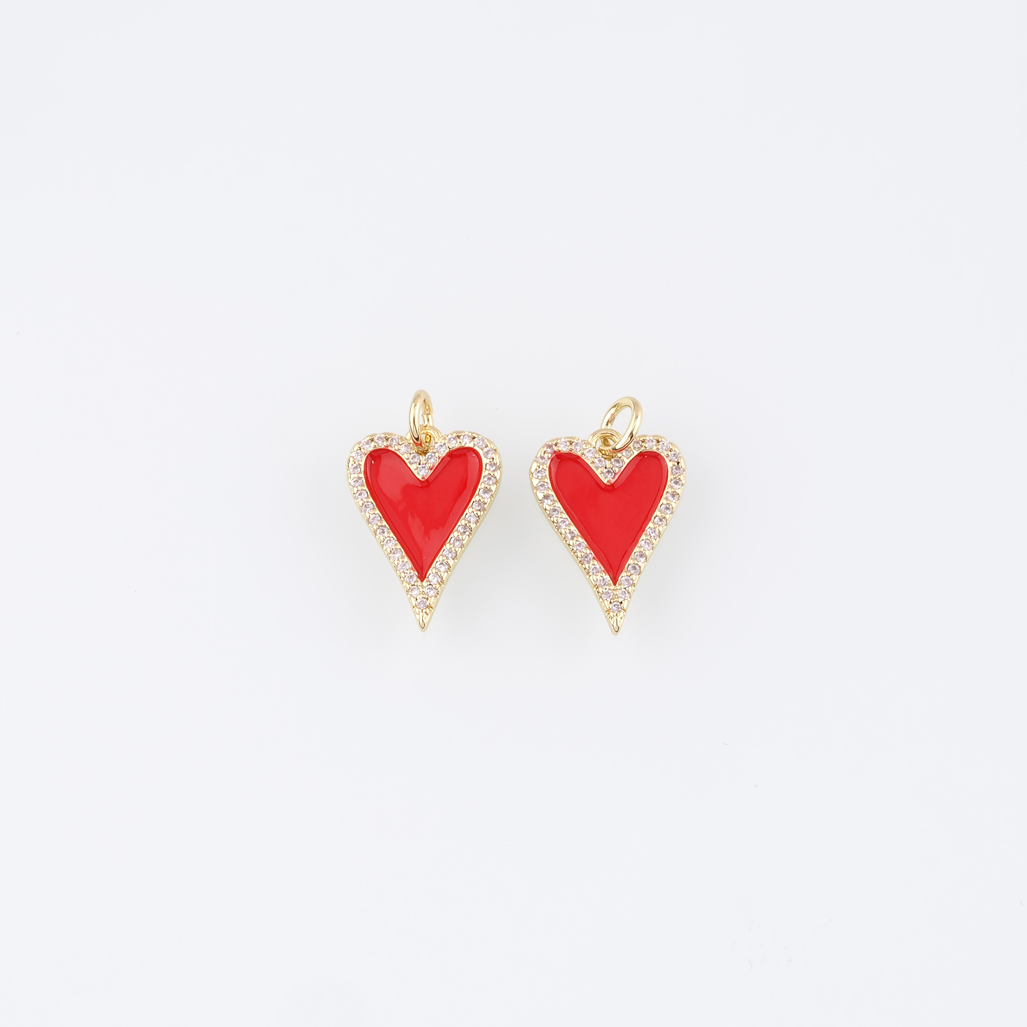 18K Gold Filled Heart Pendant,Enamel Heart Charm Earrings Necklace for DIY Jewelry Making Supply