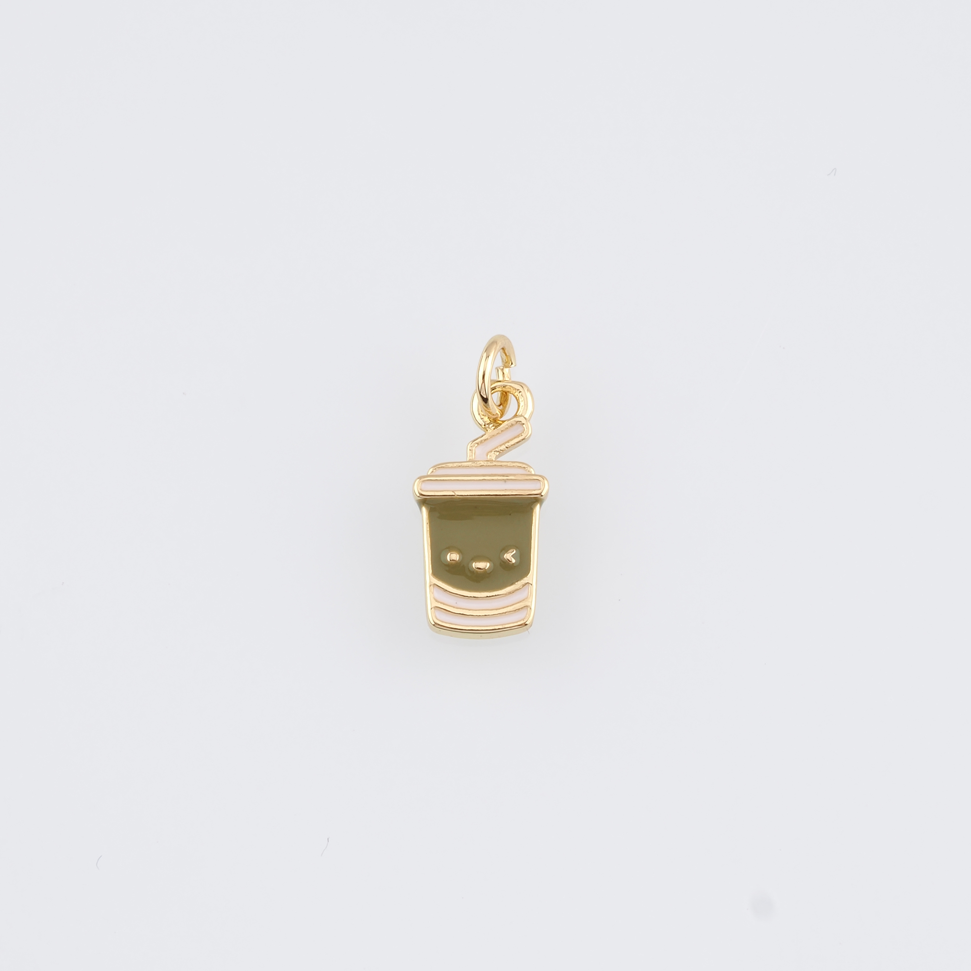 18K Gold Filled Milk Tea Pendant,Enamel Milk Tea Earrings Necklace for DIY Jewelry Making Supply