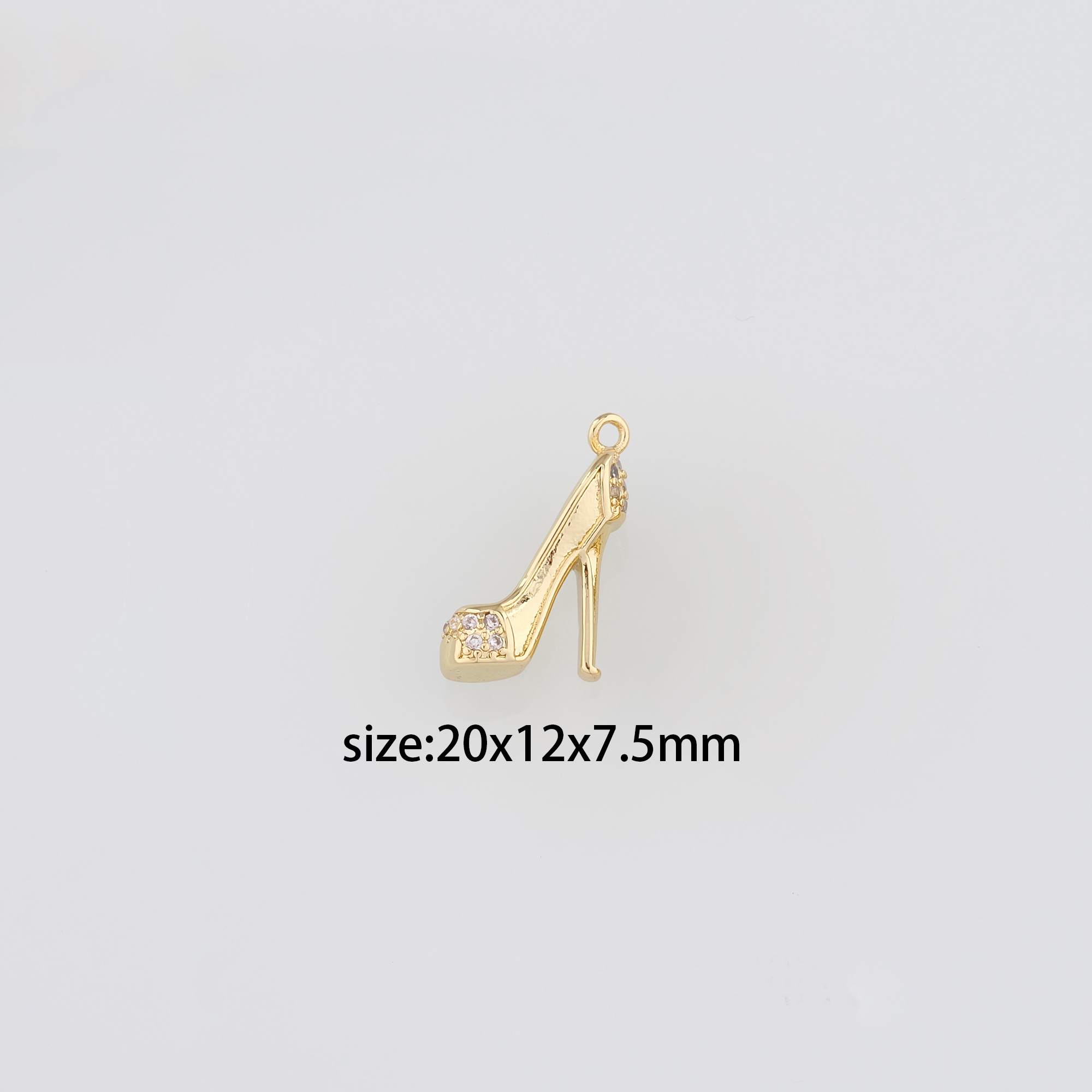 18K Gold Filled High Heel Pendant,Shoe Charm,CZ Micro Pave High Heel Earrings Necklace for DIY Jewelry Making Supply