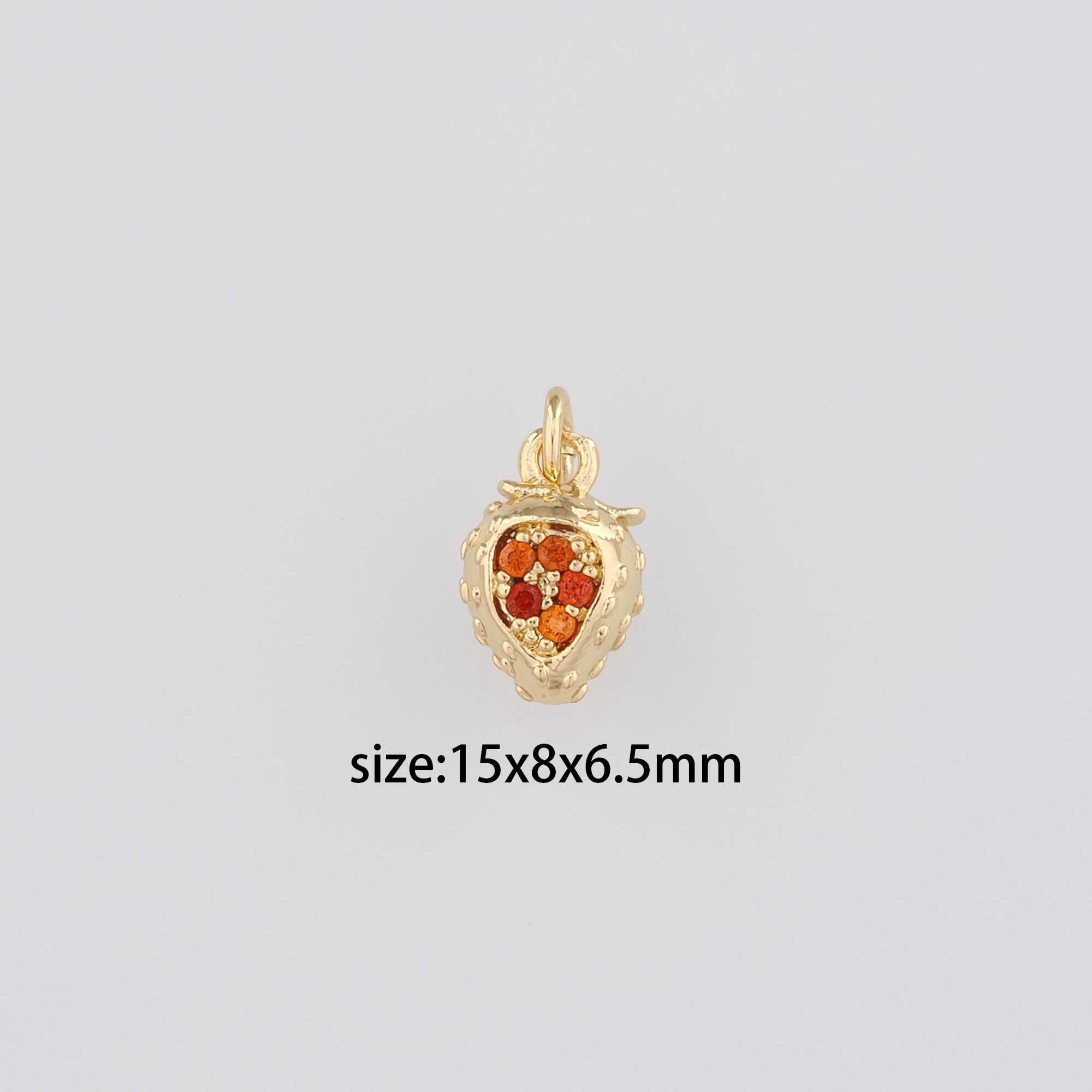 18K Gold Filled Strawberry Pendant,CZ Strawberry Charm Earrings Necklace for DIY Jewelry Making Supply