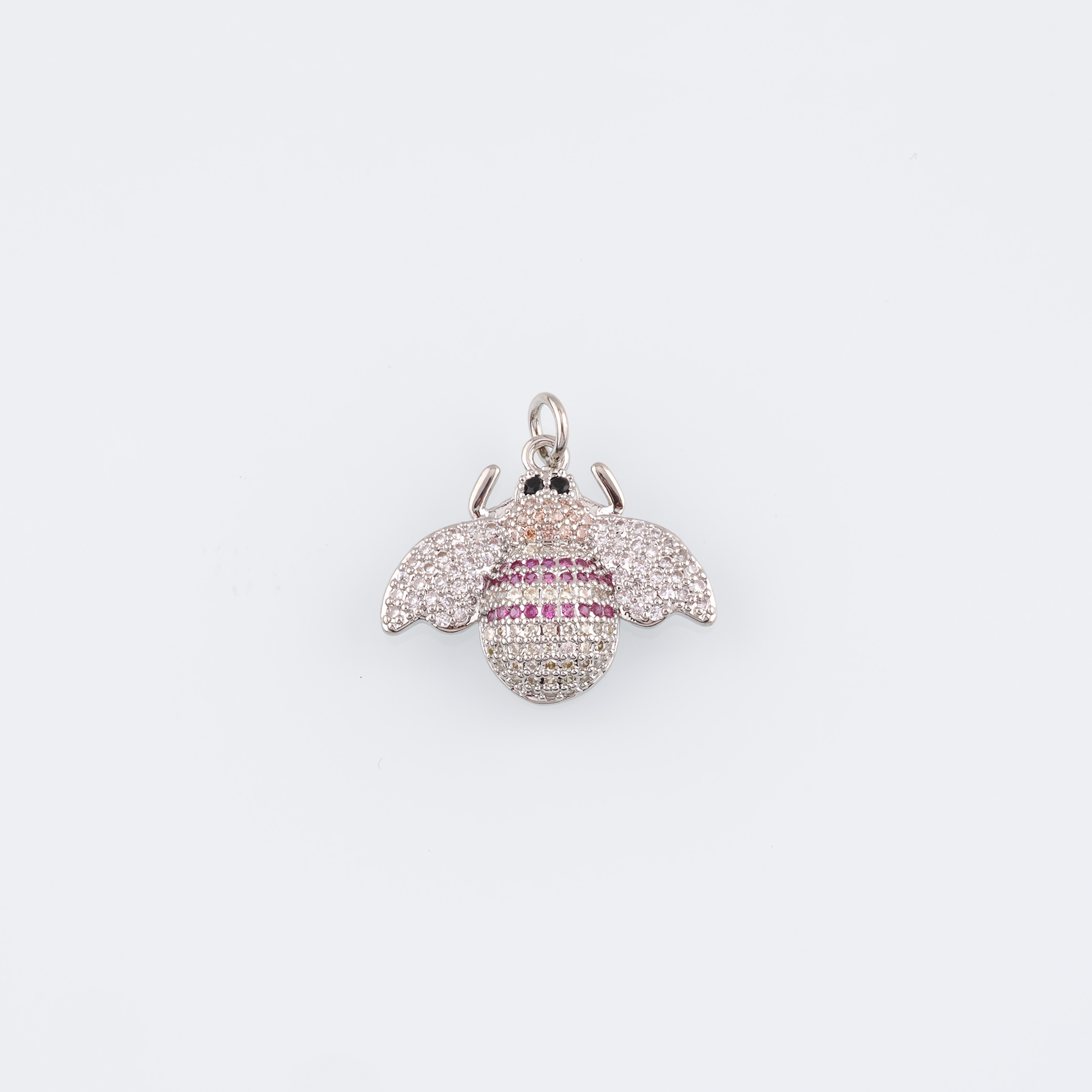 18K Gold Filled Bee Pendant,CZ Micro Pave Bee Charm Earrings Necklace for DIY Jewelry Making Supply