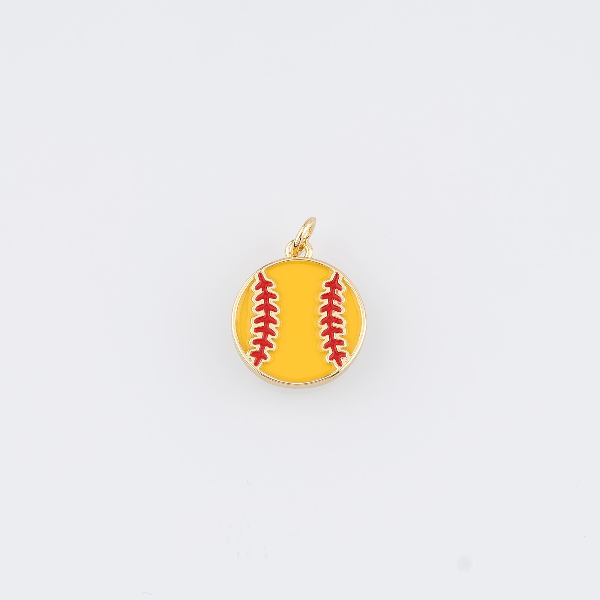 18K Gold Filled Softball Pendant,Baseball Charm,Enamel Softball Earrings Necklace for DIY Jewelry Making Supply