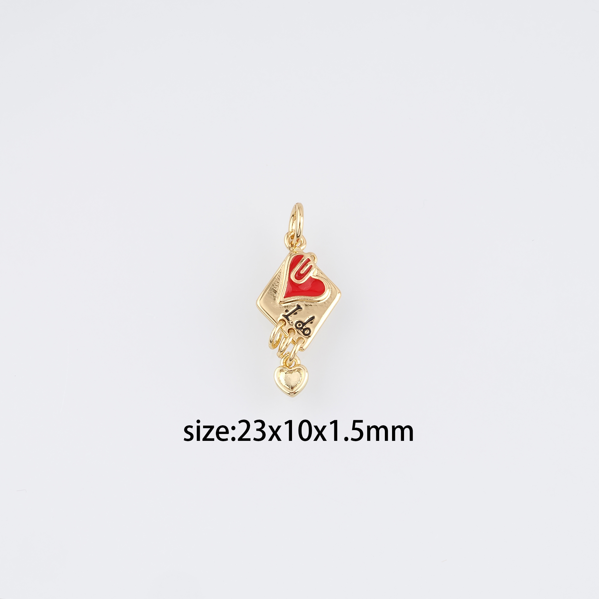 18K Gold Filled Heart Pendant,Enamel Heart Charm Earrings Necklace for DIY Jewelry Making Supply