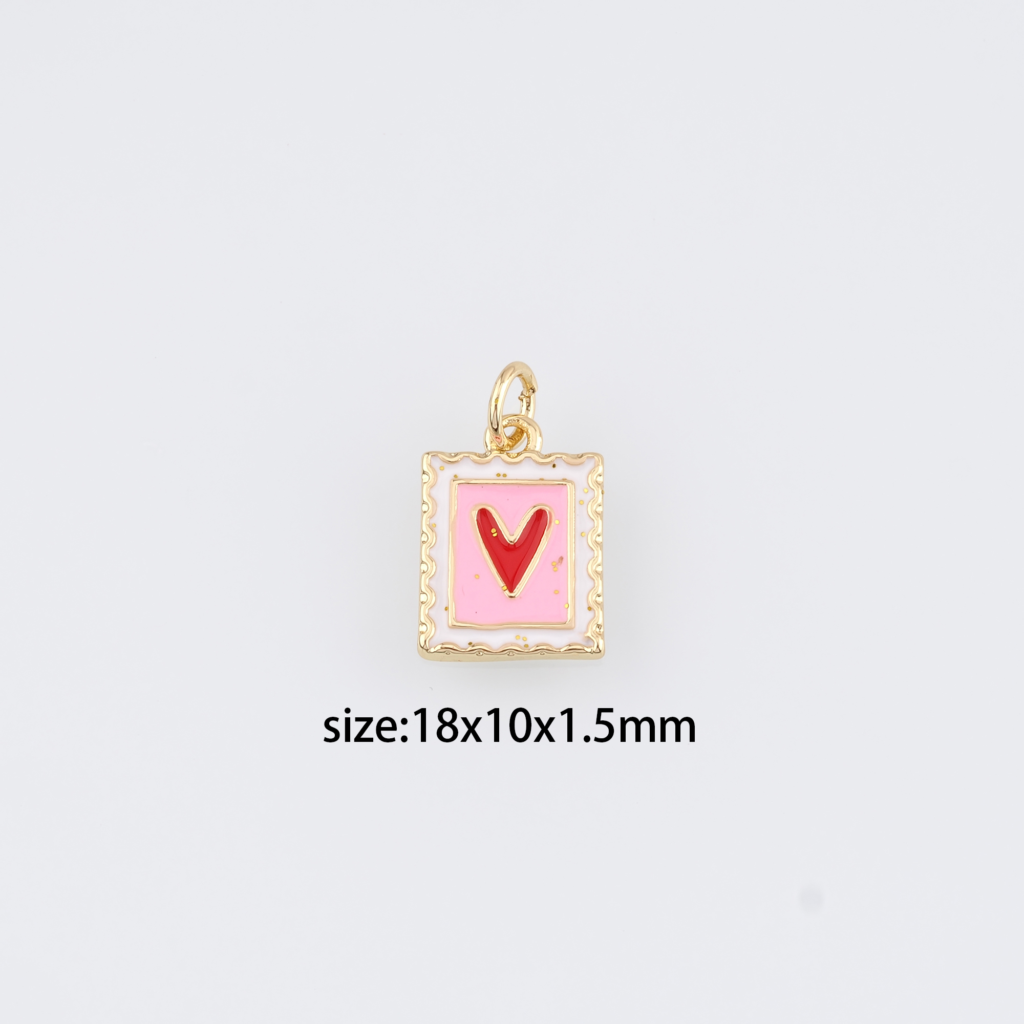 18K Gold Filled Heart Pendant,Enamel Heart Charm Earrings Necklace for DIY Jewelry Making Supply