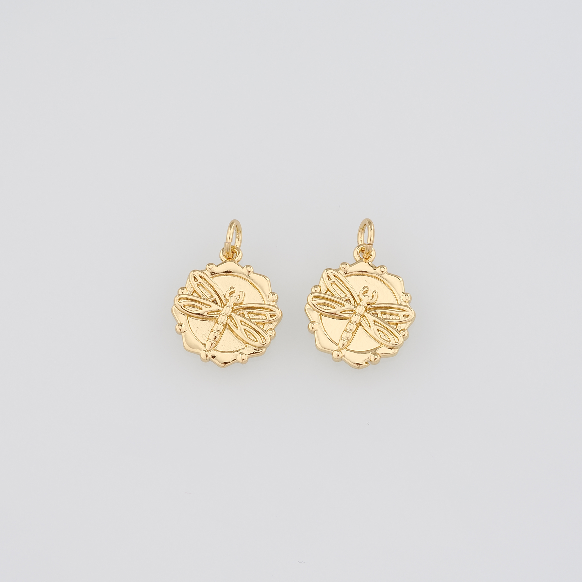 18K Gold Filled Dragonfly Pendant,Dainty Insect Charm Earrings Necklace for DIY Jewelry Making Supply