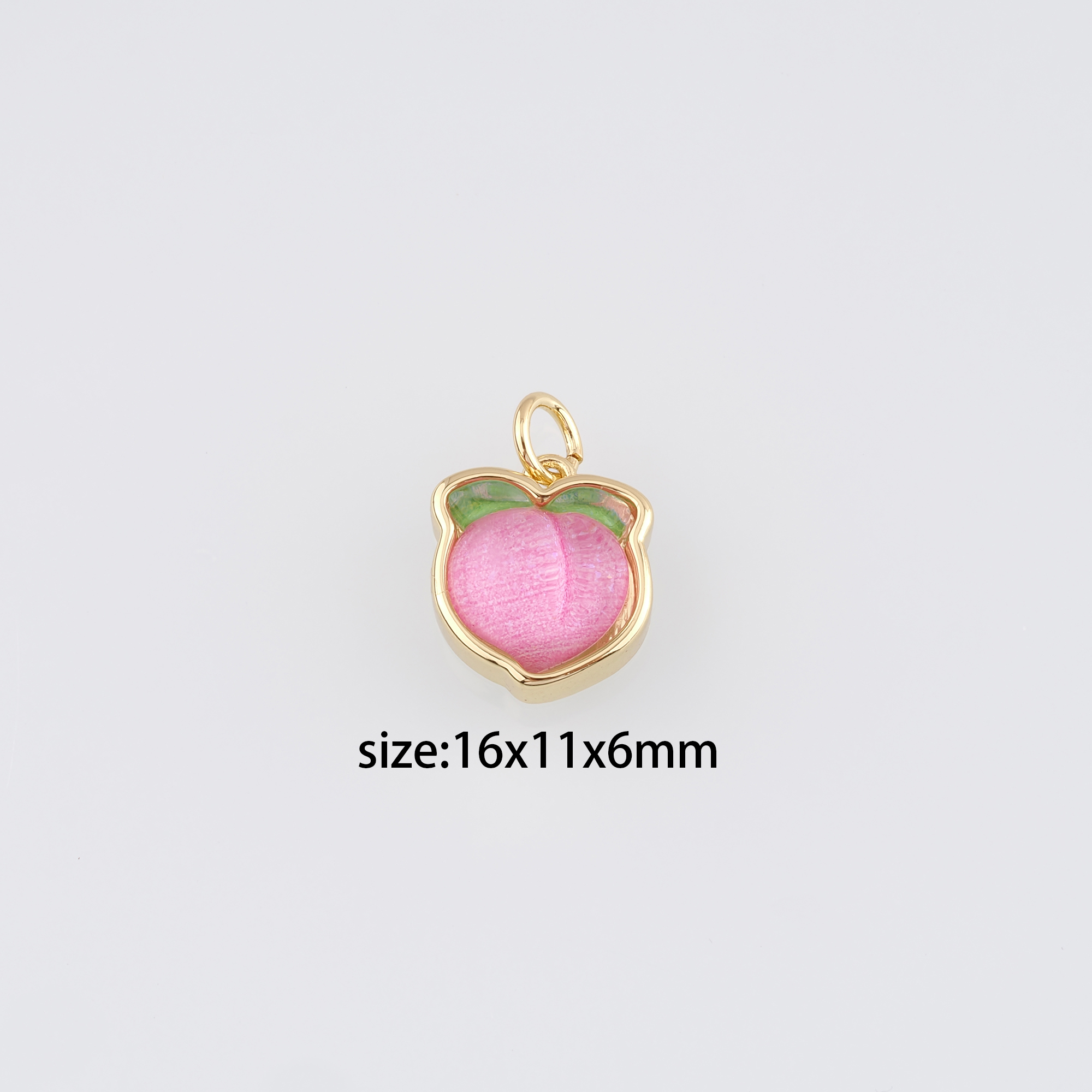 Fruit Charm,18K Gold Filled Peach Pendant,Peach Earrings Necklace for DIY Jewelry Making Supply