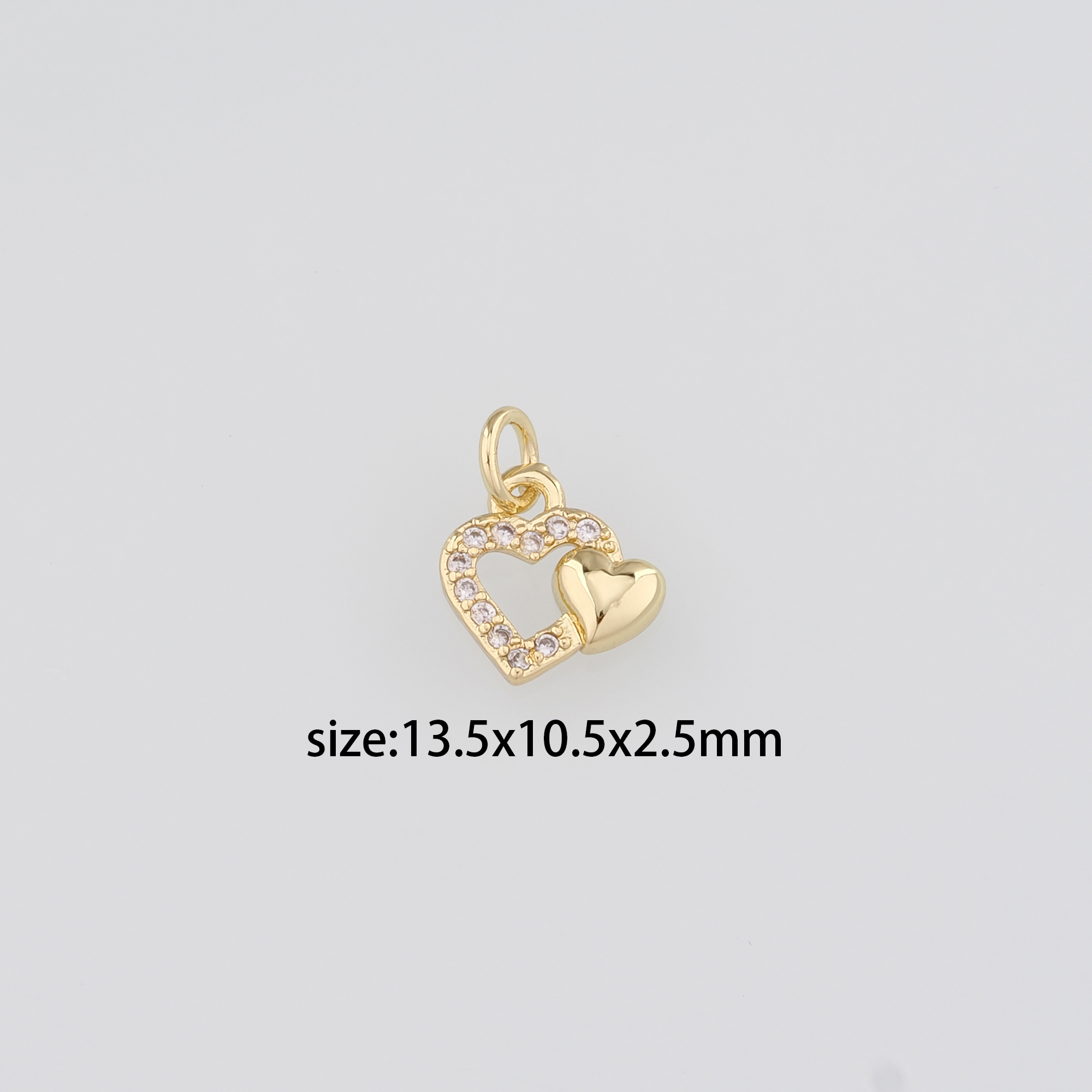 18K Gold Filled Heart Pendant,CZ Micro Pave Heart Charm Earrings Necklace for DIY Jewelry Making Supply