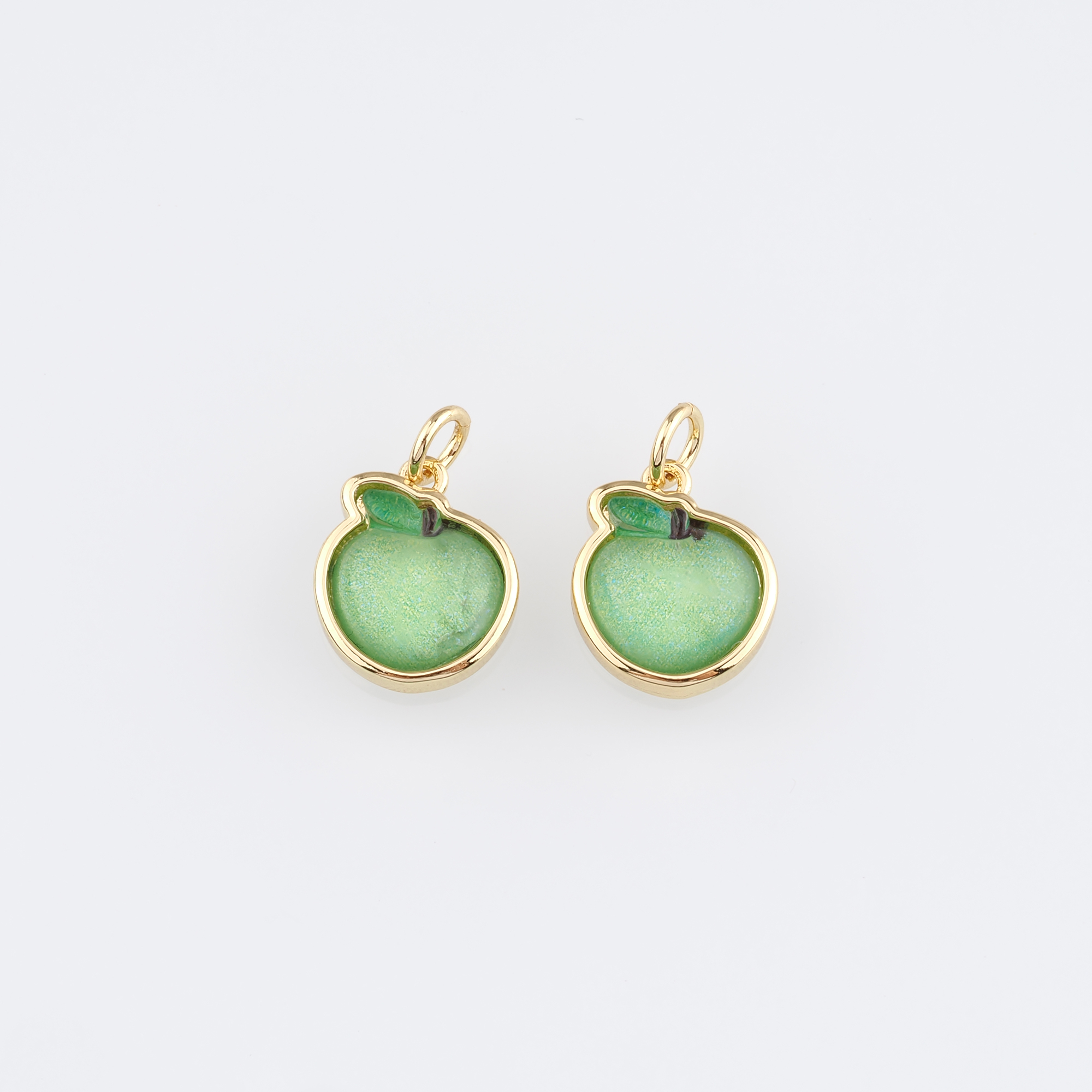 18K Gold Filled Apple Pendant,Fruit Charm Earrings Necklace for DIY Jewelry Making Supply