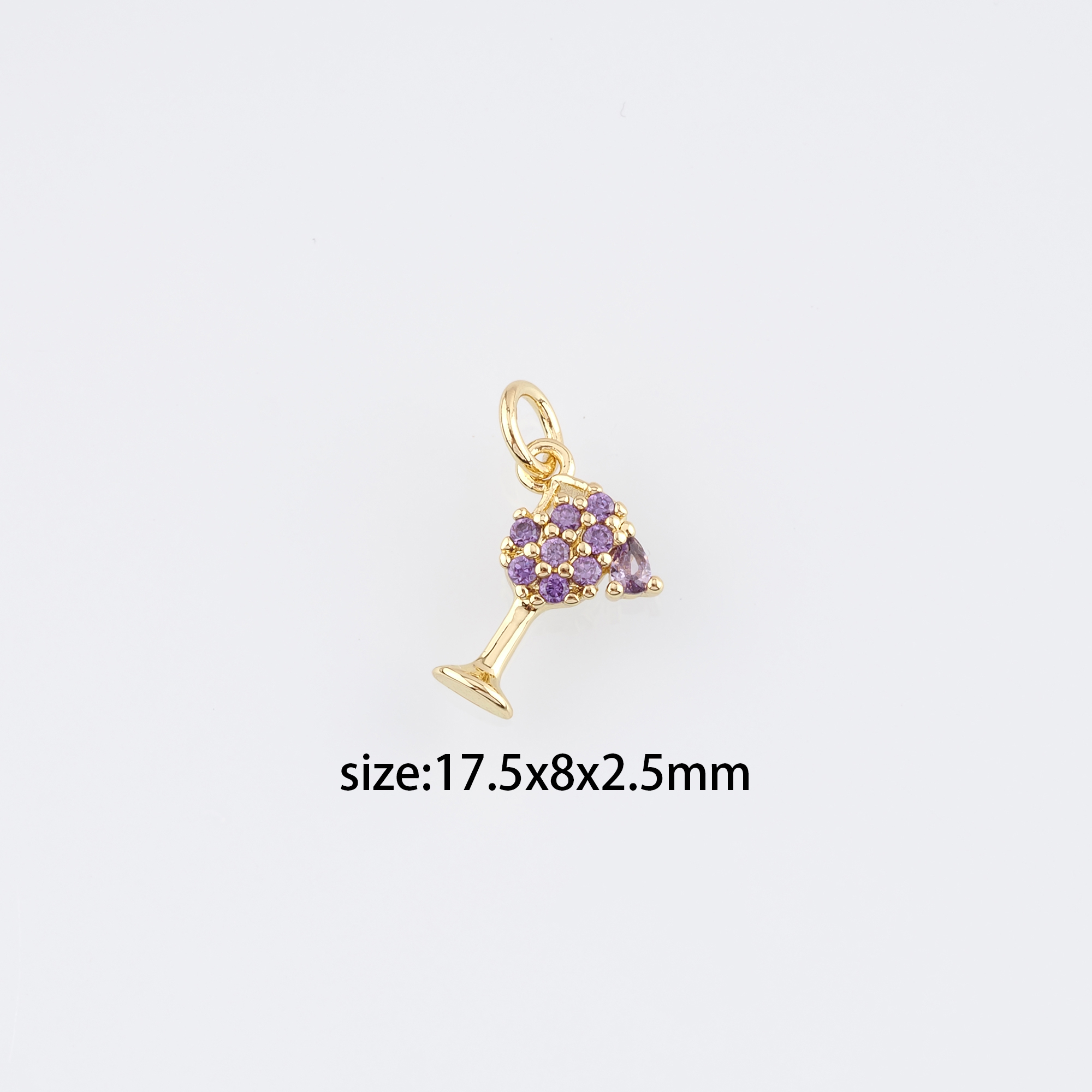 18K Gold Filled Wine Glass Pendant,CZ Micro Pave Wine Glass Charm Earrings Necklace for DIY Jewelry Making Supply