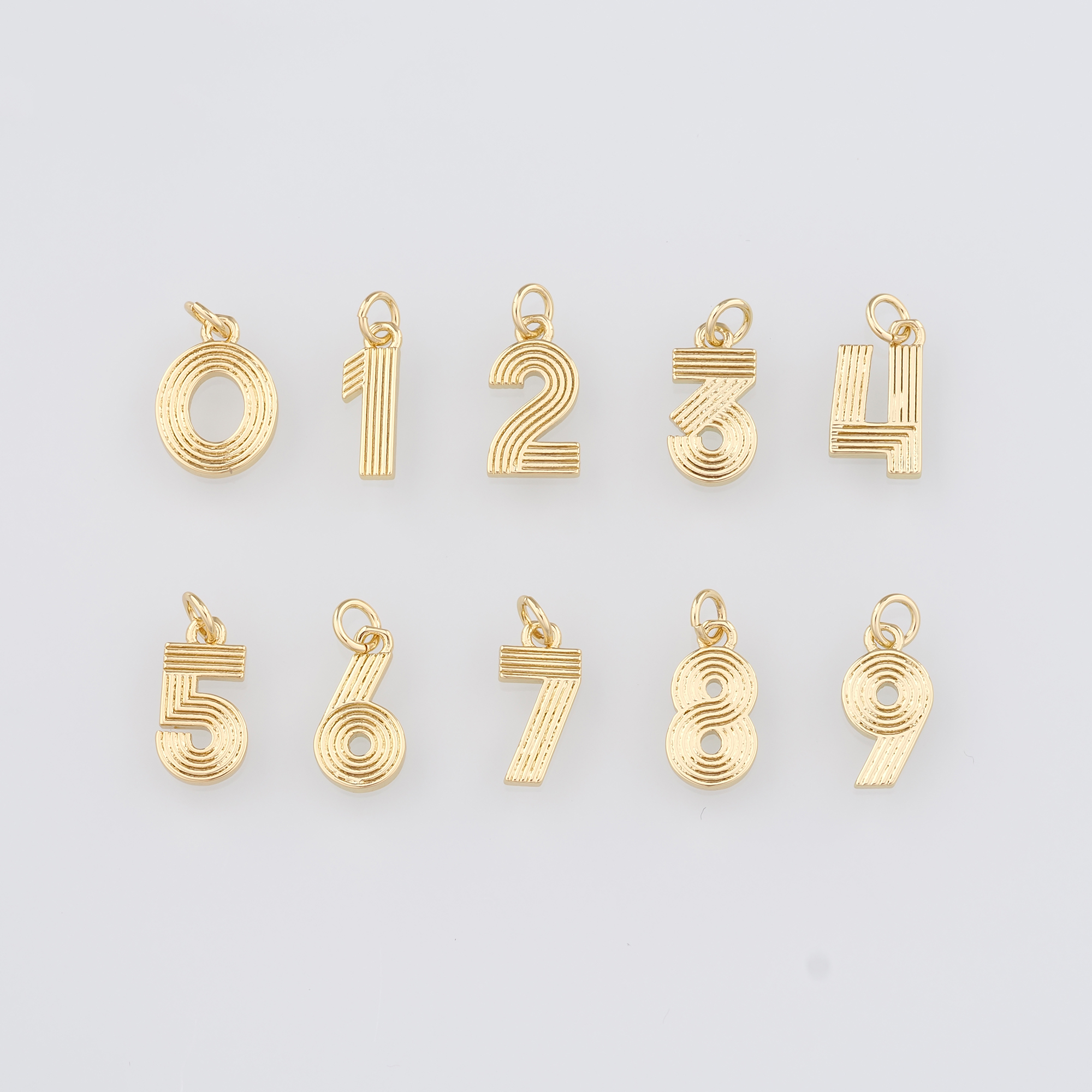 18K Gold Filled Number Pendant,Number Charm Earrings Necklace for DIY Jewelry Making Supply