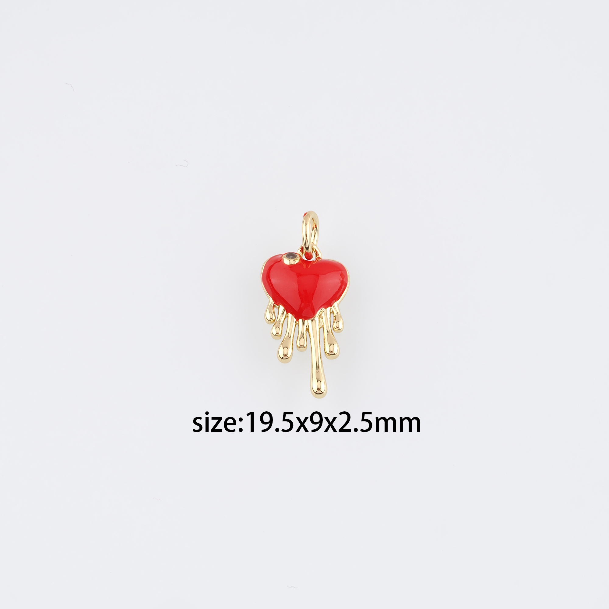 18K Gold Filled Heart Pendant,Enamel Heart Charm Earrings Necklace for DIY Jewelry Making Supply