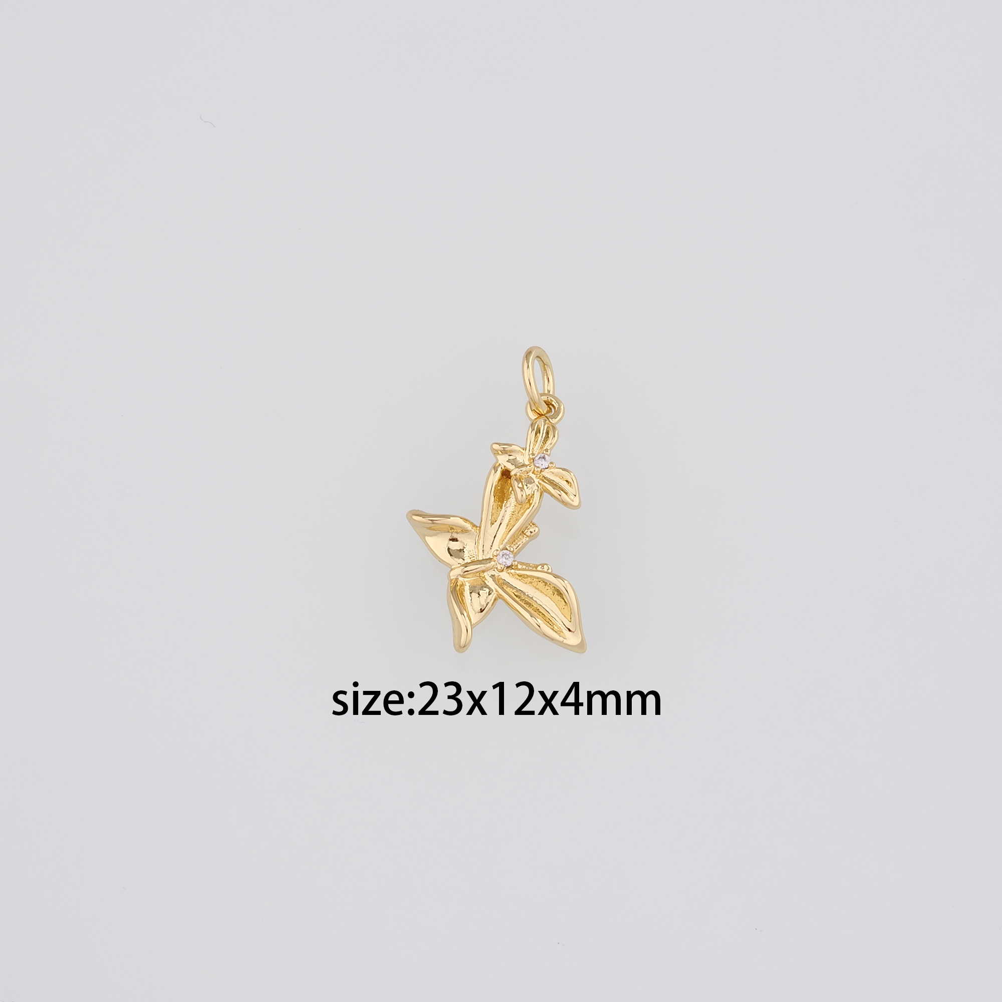 18K Gold Filled Butterfly Pendant,CZ Micro Pave Butterfly Charm Earrings Necklace for DIY Jewelry Making Supply