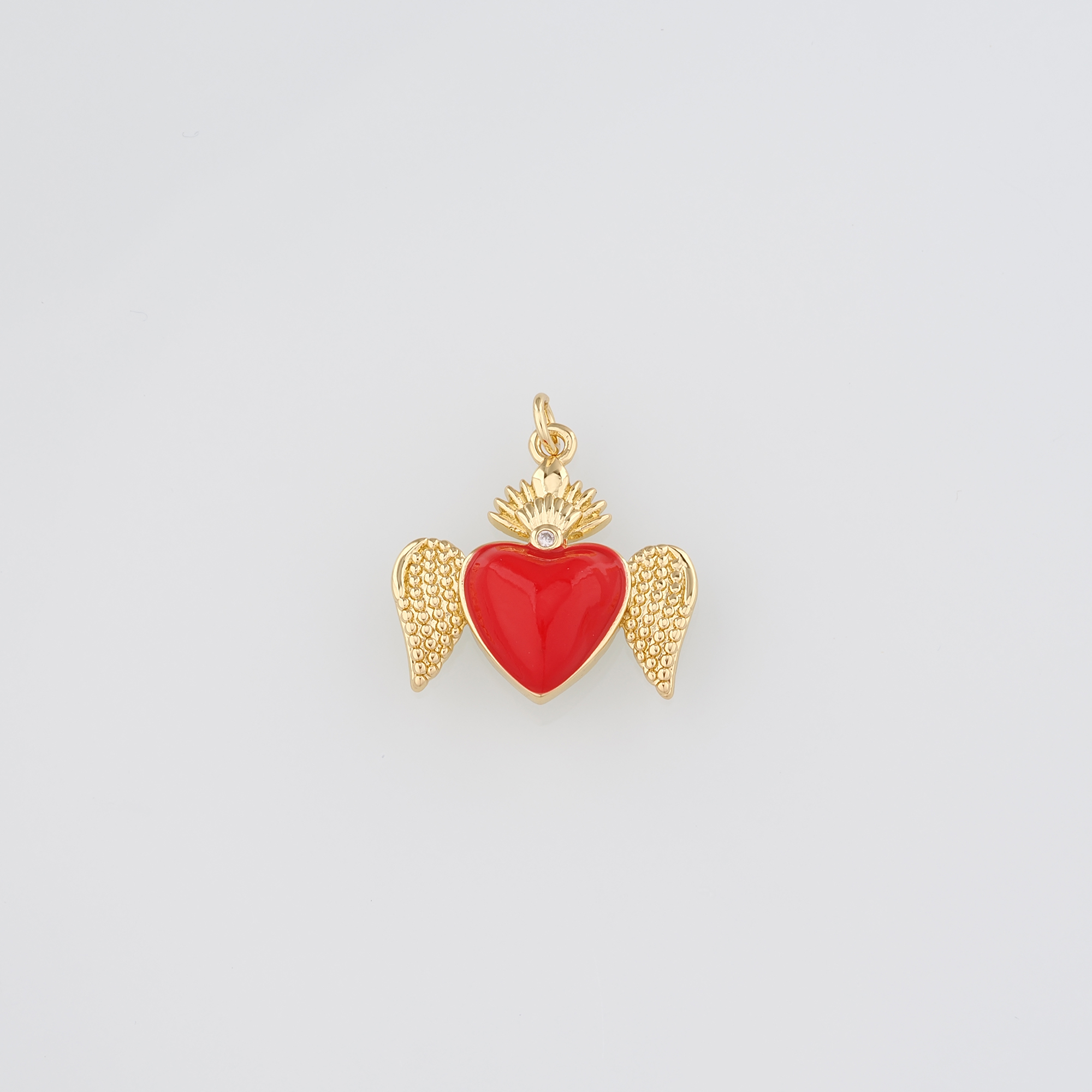 Gold Religious Charm,18K Gold Filled Sacred Heart Pendant,Enamel Sacred Heart Earrings Necklace for DIY Jewelry Making Supply