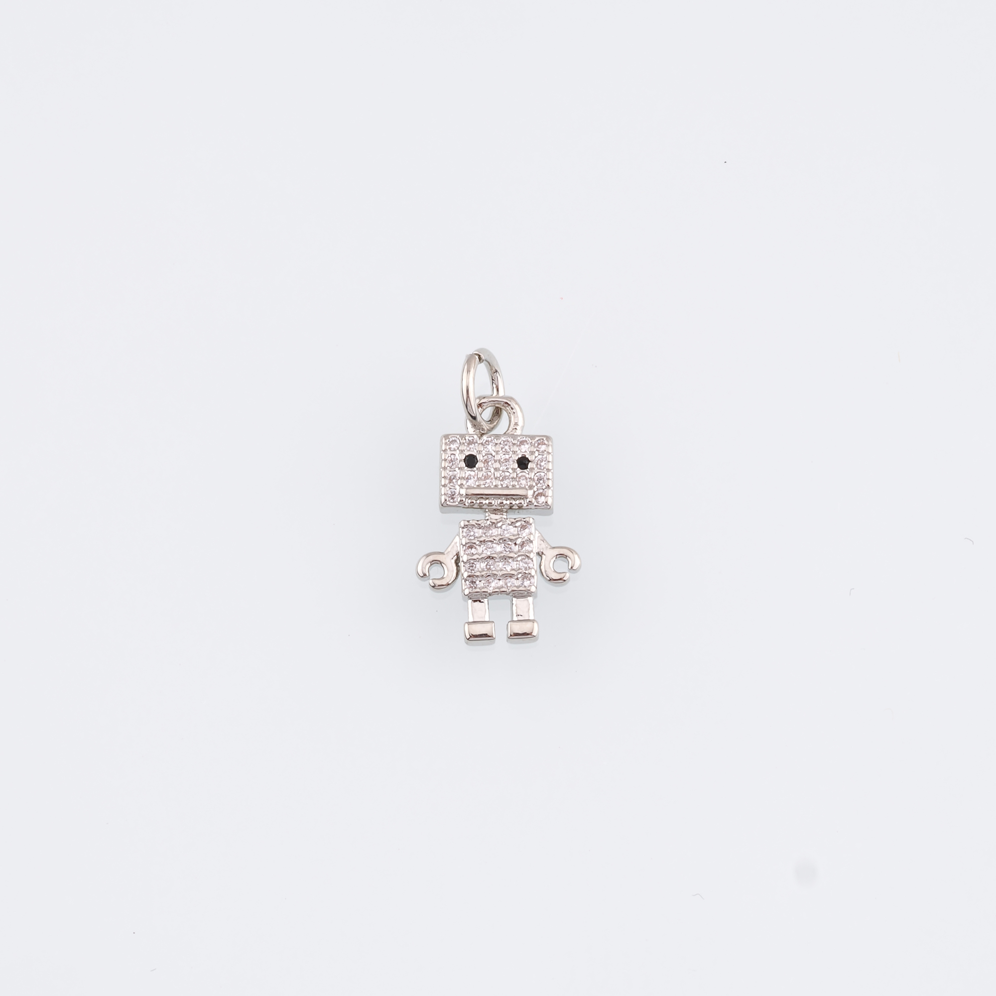18K Gold Filled Robot Pendant,CZ Micro Pave Robot Charm Earrings Necklace for DIY Jewelry Making Supply