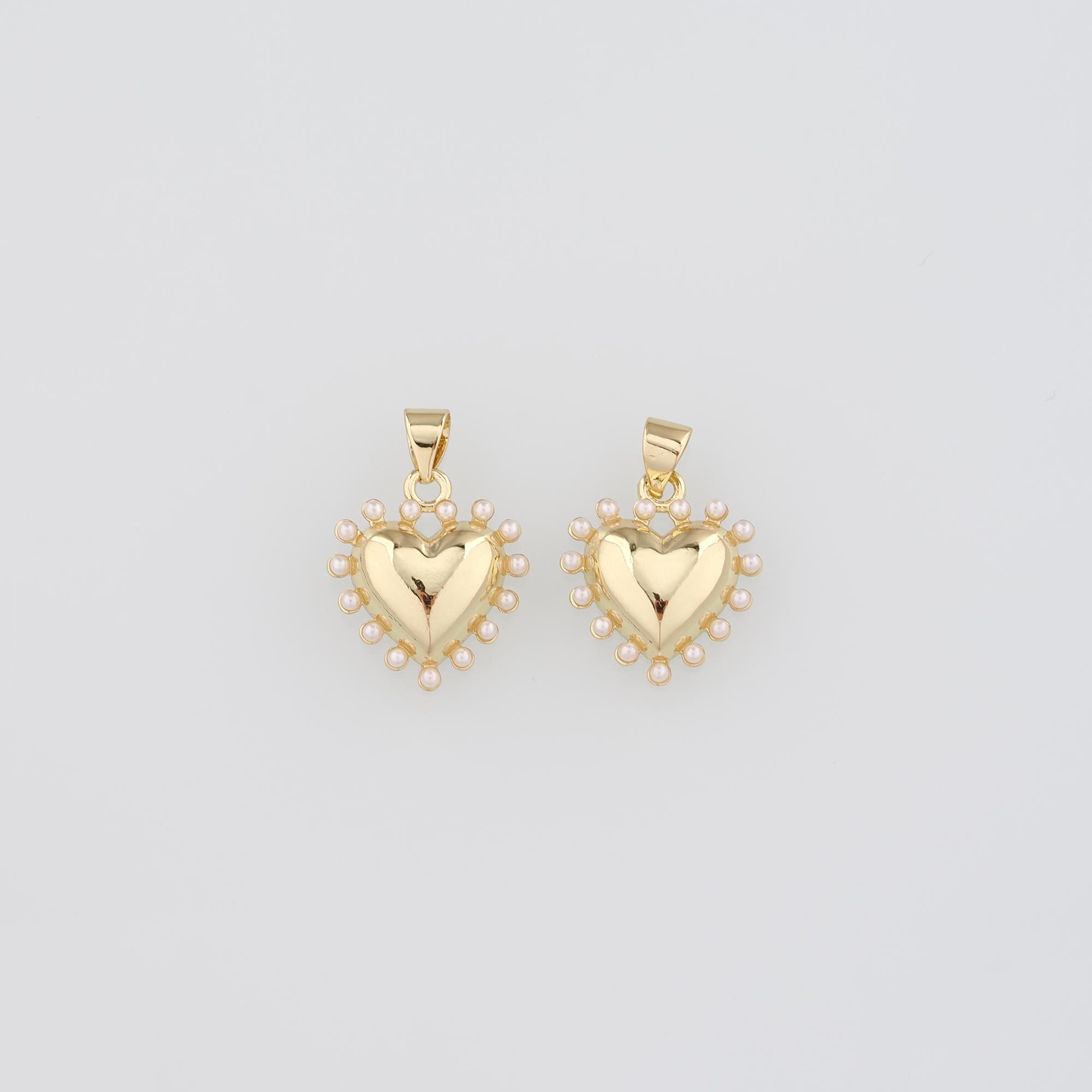 18K Gold Filled Heart Pendant,Pearl Heart Charm Earrings Necklace for DIY Jewelry Making Supply